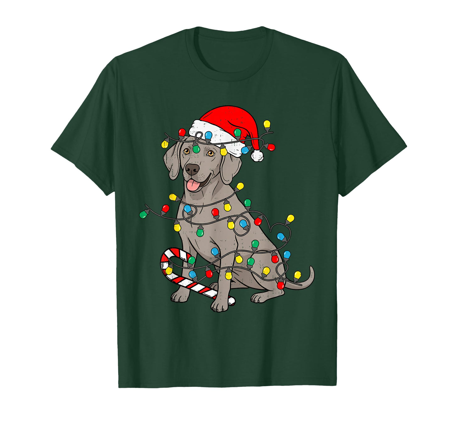 Weimaraner Dog Christmas Lights Santa Xmas Pet Dog Lover T-Shirt