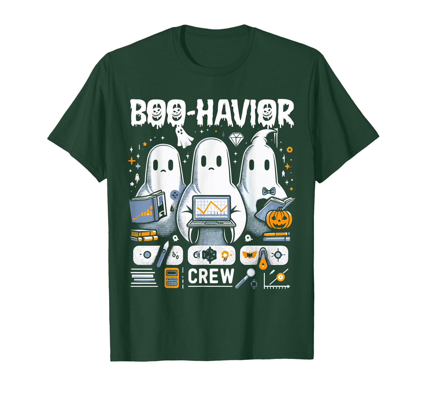 Behavior Analyst Halloween ABA Cute Ghost Boo-Havior Crew T-Shirt