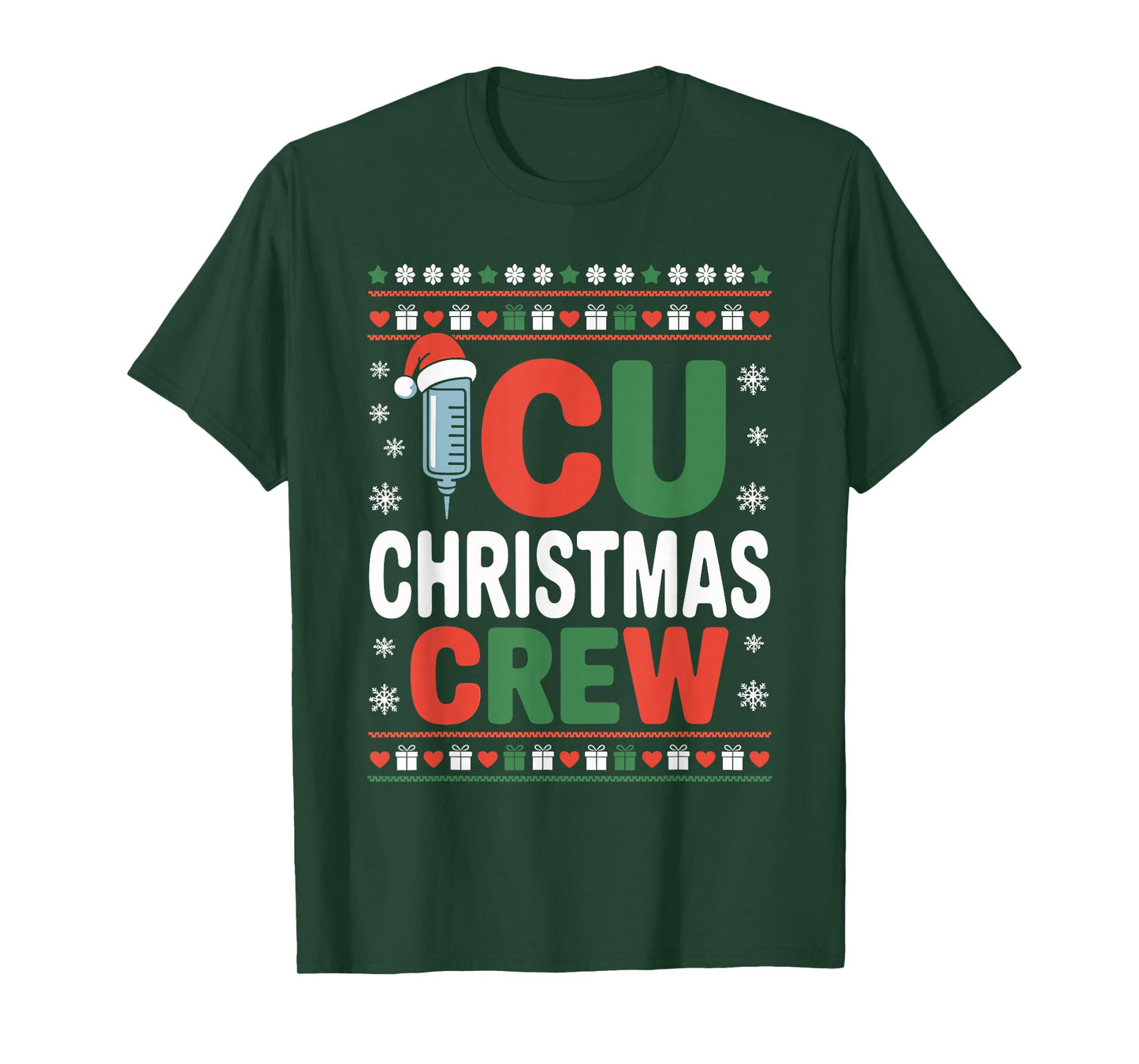 ICU Nurse Ugly Christmas Sweater Critical Care Xmas Nursing T-Shirt