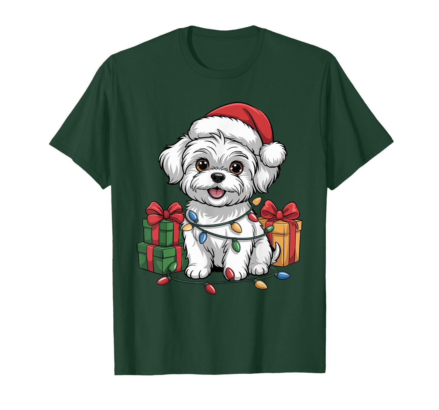 Cute Maltese Christmas Xmas Design Funny Dog Lover Holiday T-Shirt