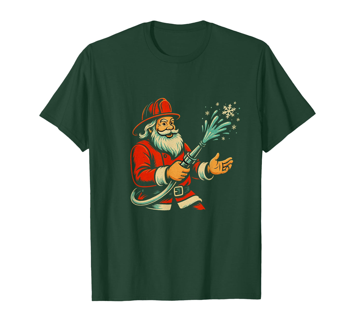 Firefighter Christmas Funny Santa Claus Fireman T-Shirt
