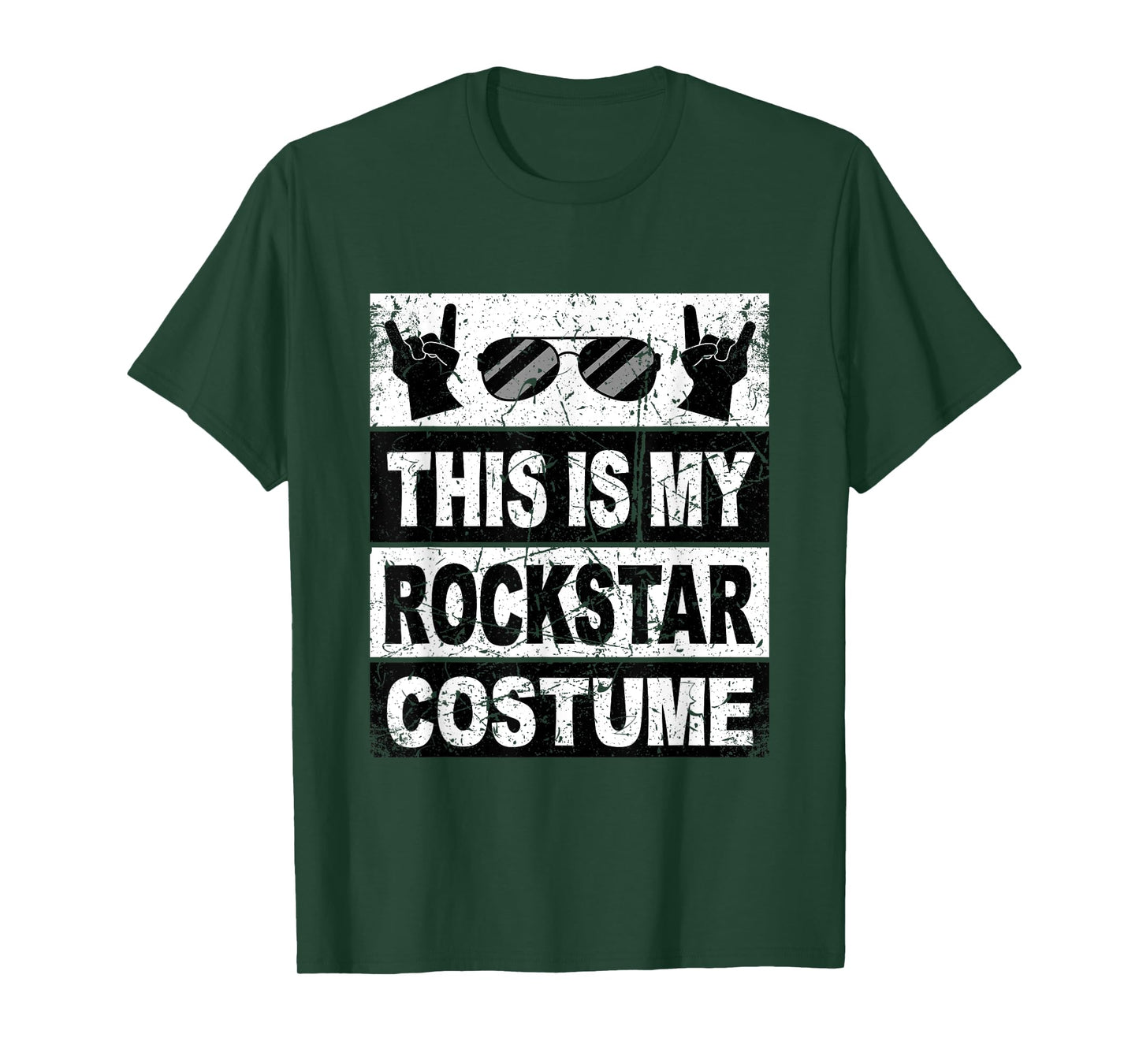 Retro Rockstar Costume Outfit Men Women Kids Adult Rock Star T-Shirt