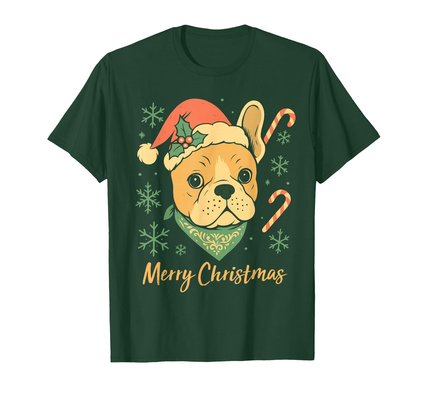 French Bulldog Lovers Merry Christmas Santa Hat Xmas Family T-Shirt