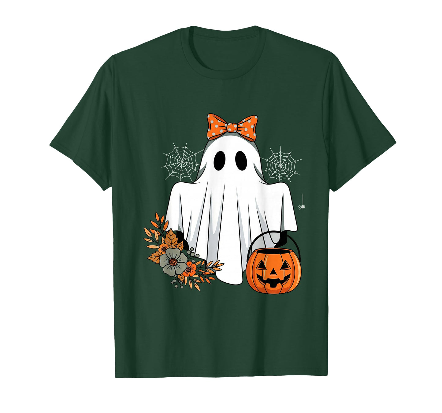 Coquette Ghost Halloween Flower Ghost Spooky Lace Ghost T-Shirt