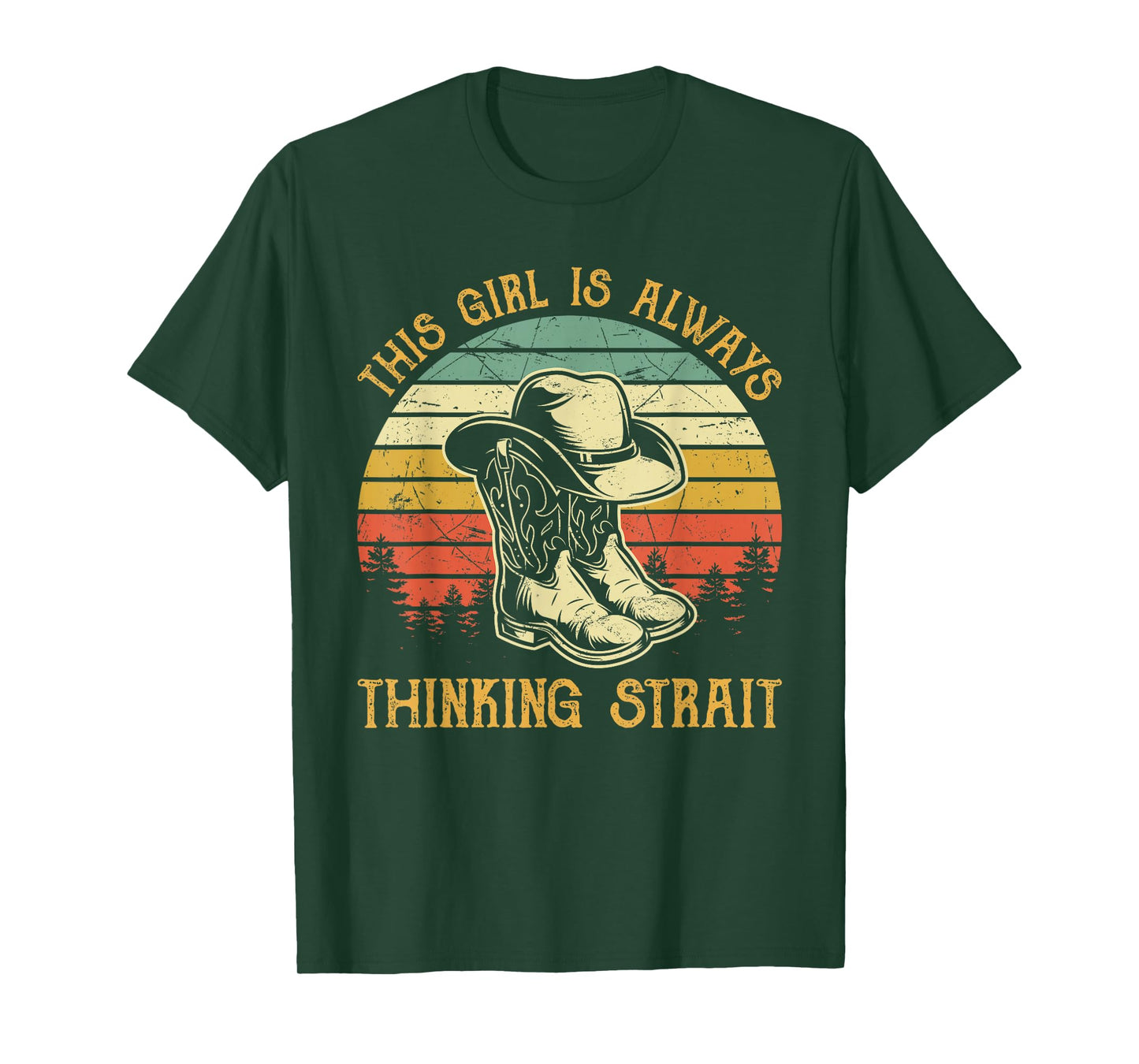 This Girl Is Always Thinking Strait Country Western Cowgirl T-Shirt