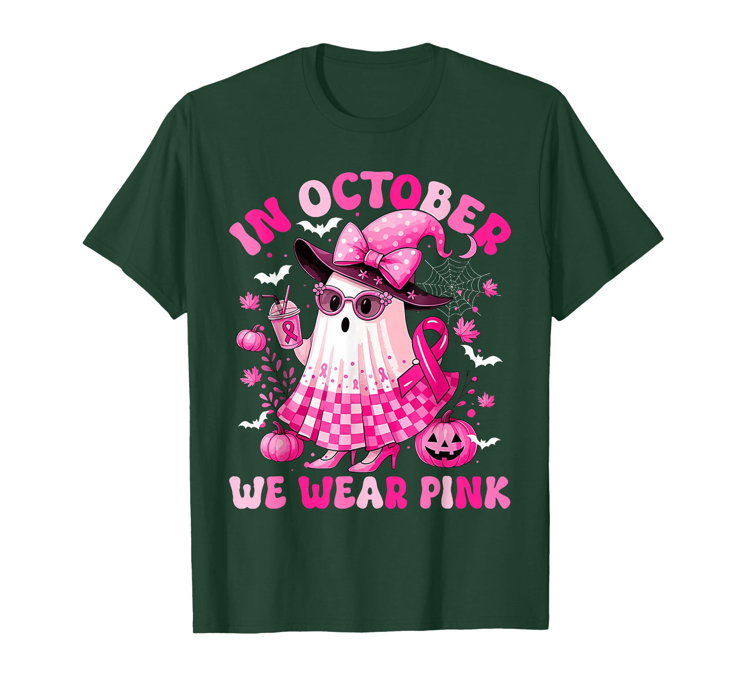 Breast Cancer Halloween Women in October We Wear Pink T-Shirt