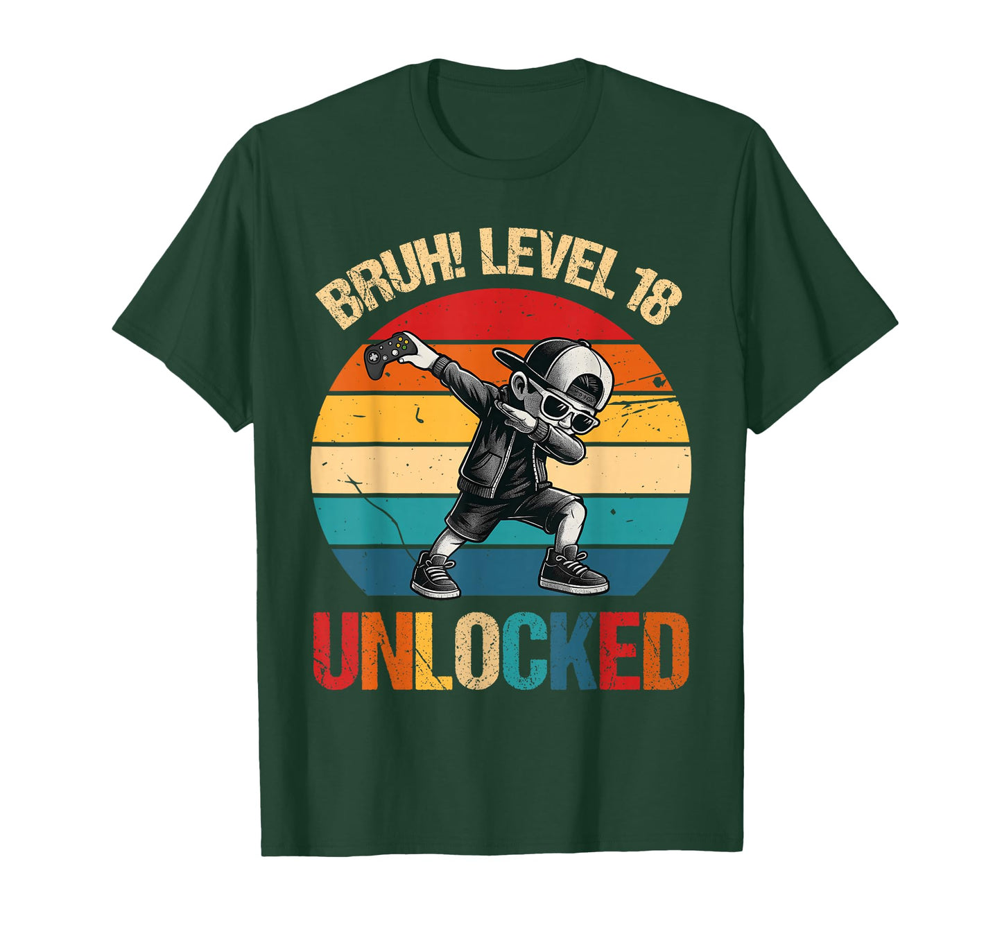 18 Years Old Dabbing Boy Bruh 18th Level Unlocked Birthday T-Shirt
