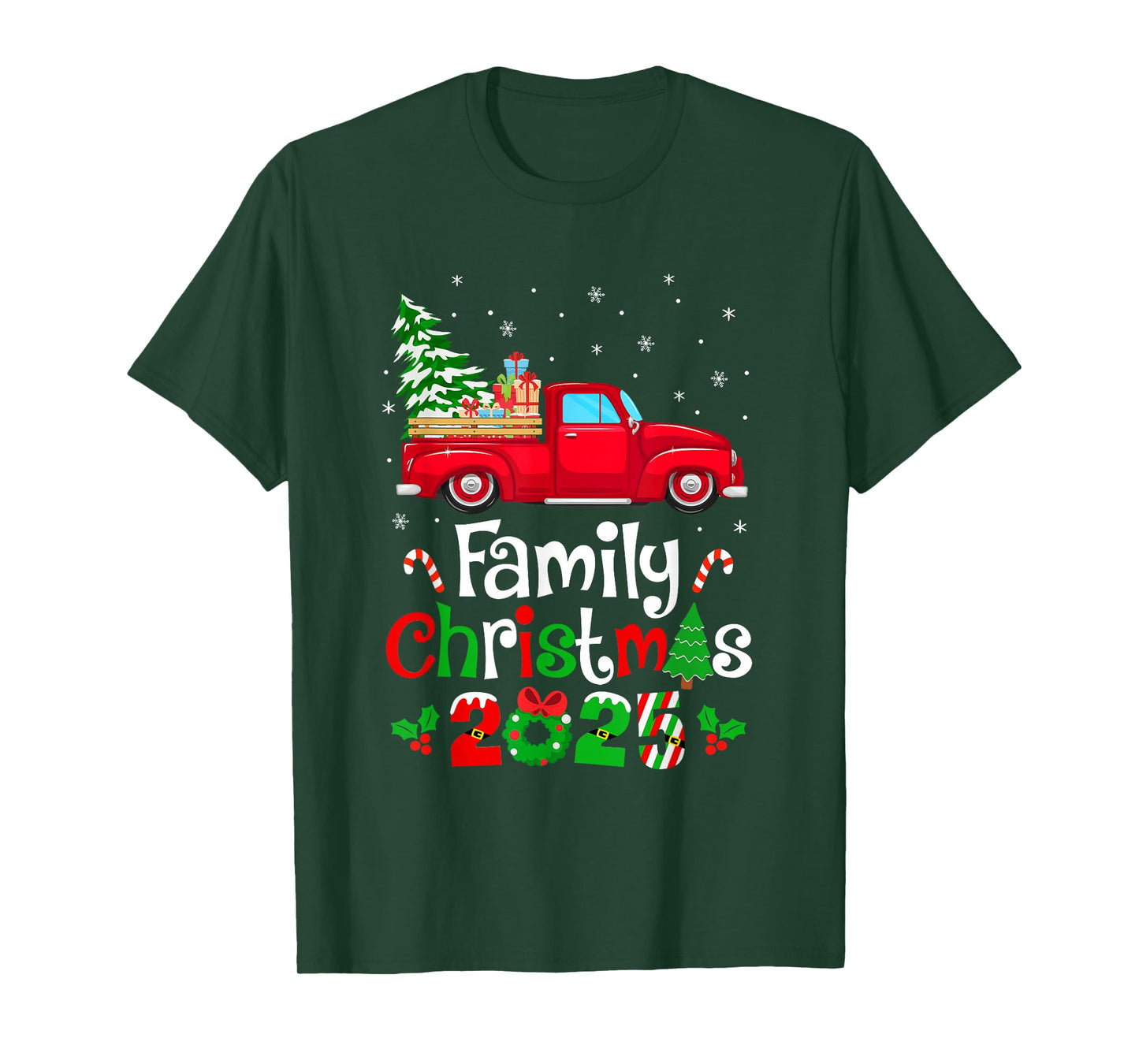 Family Christmas 2025 Truck Tree Squad Matching Xmas Team T-Shirt