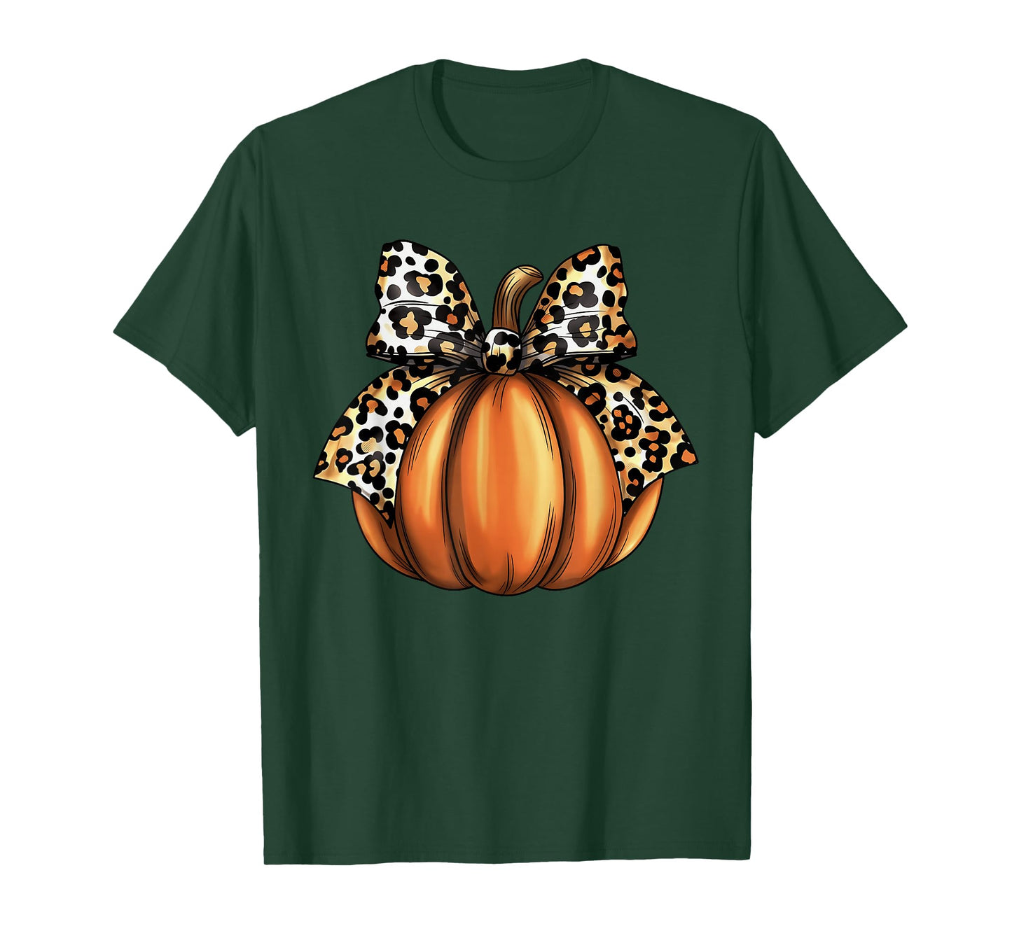 Pumpkin Leopard Coquette Bow Women Girls Kids Halloween T-Shirt