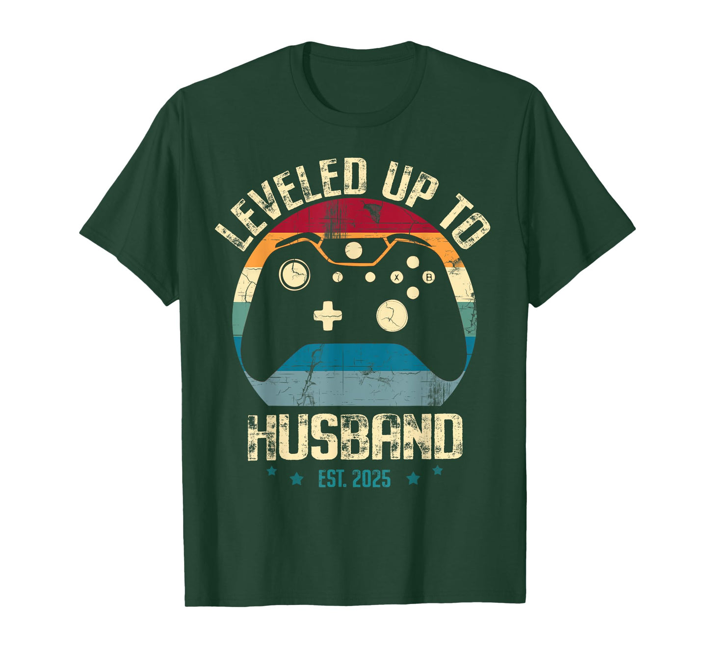 Leveled Up To Husband est 2025 Newly Married Gamer Bachelor T-Shirt