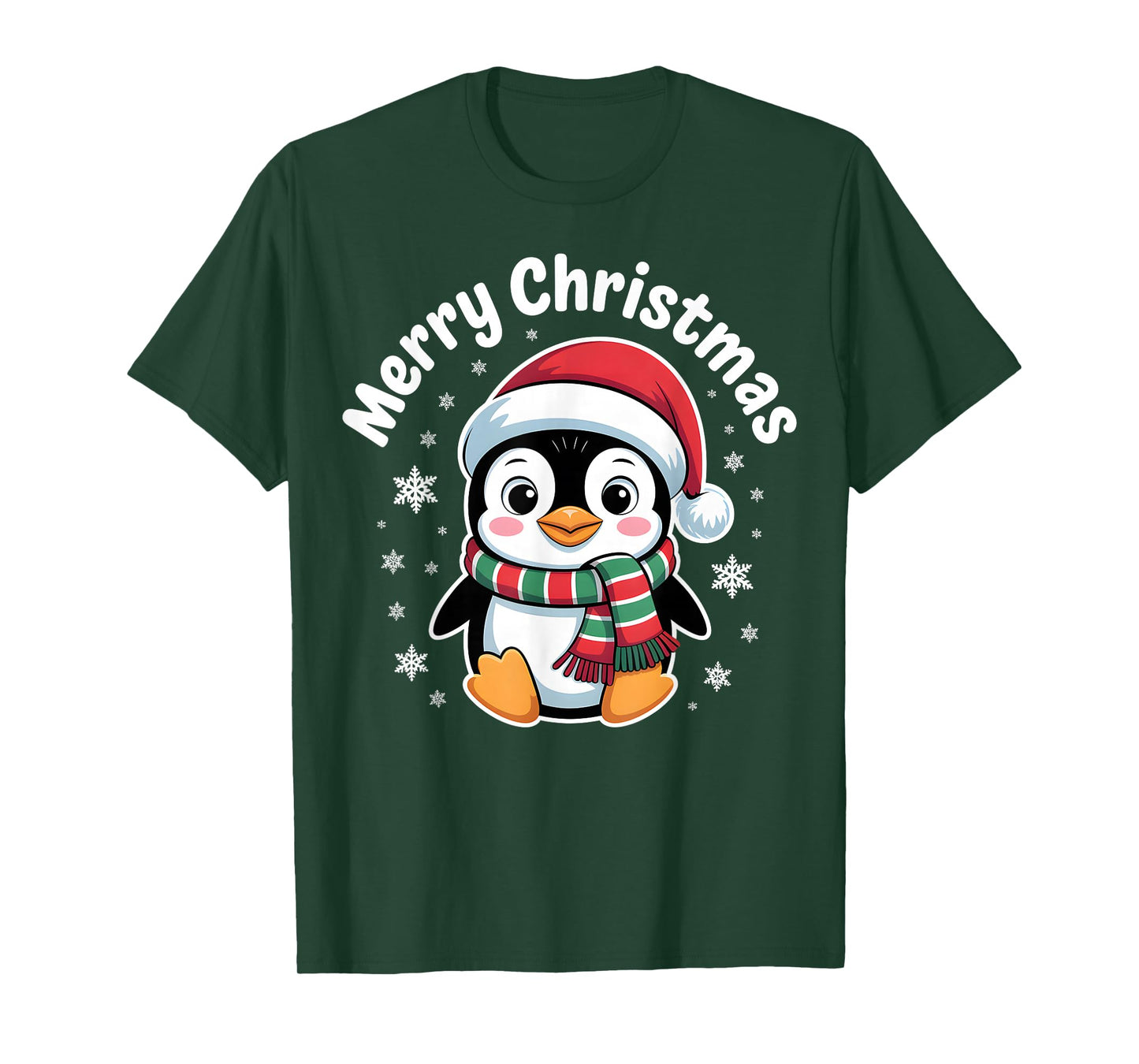Merry Christmas Penguin Cute Santa Hat Winter Holiday T-Shirt