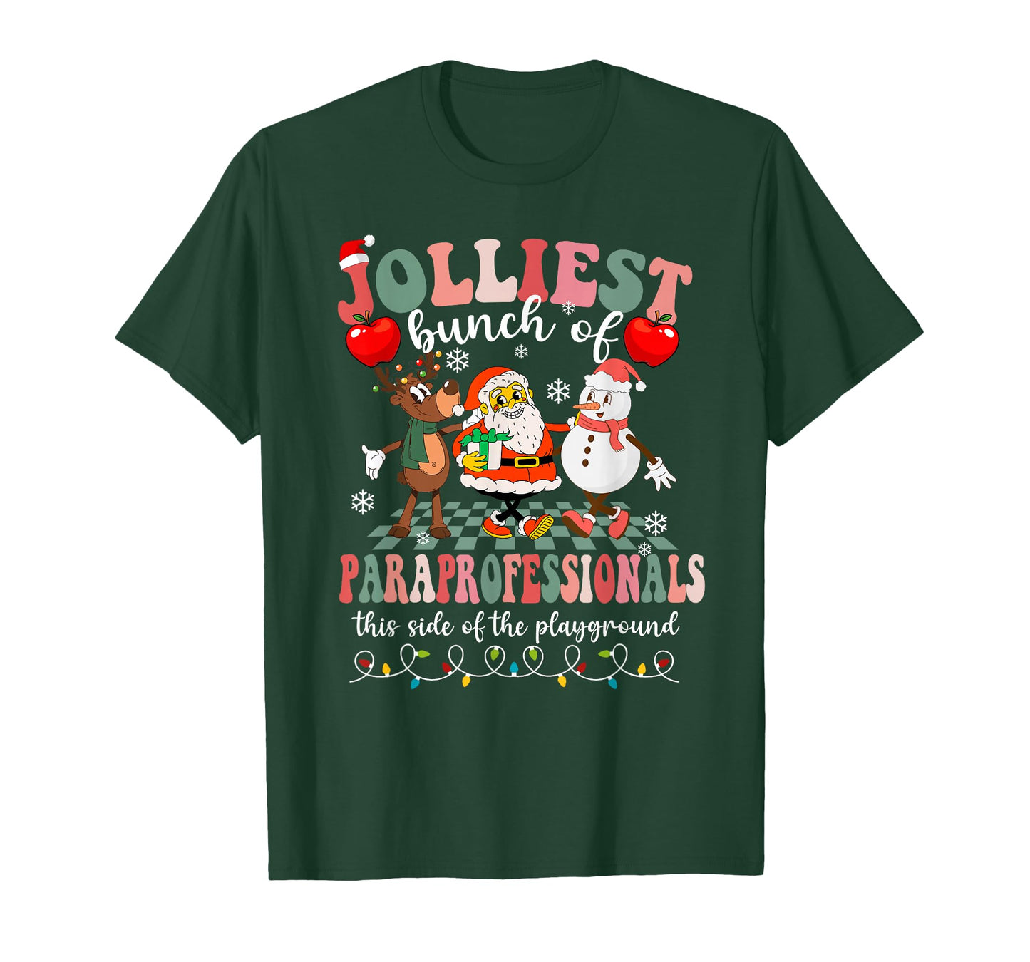 Funny Christmas Xmas Pjs Jolliest Bunch of Paraprofessionals T-Shirt