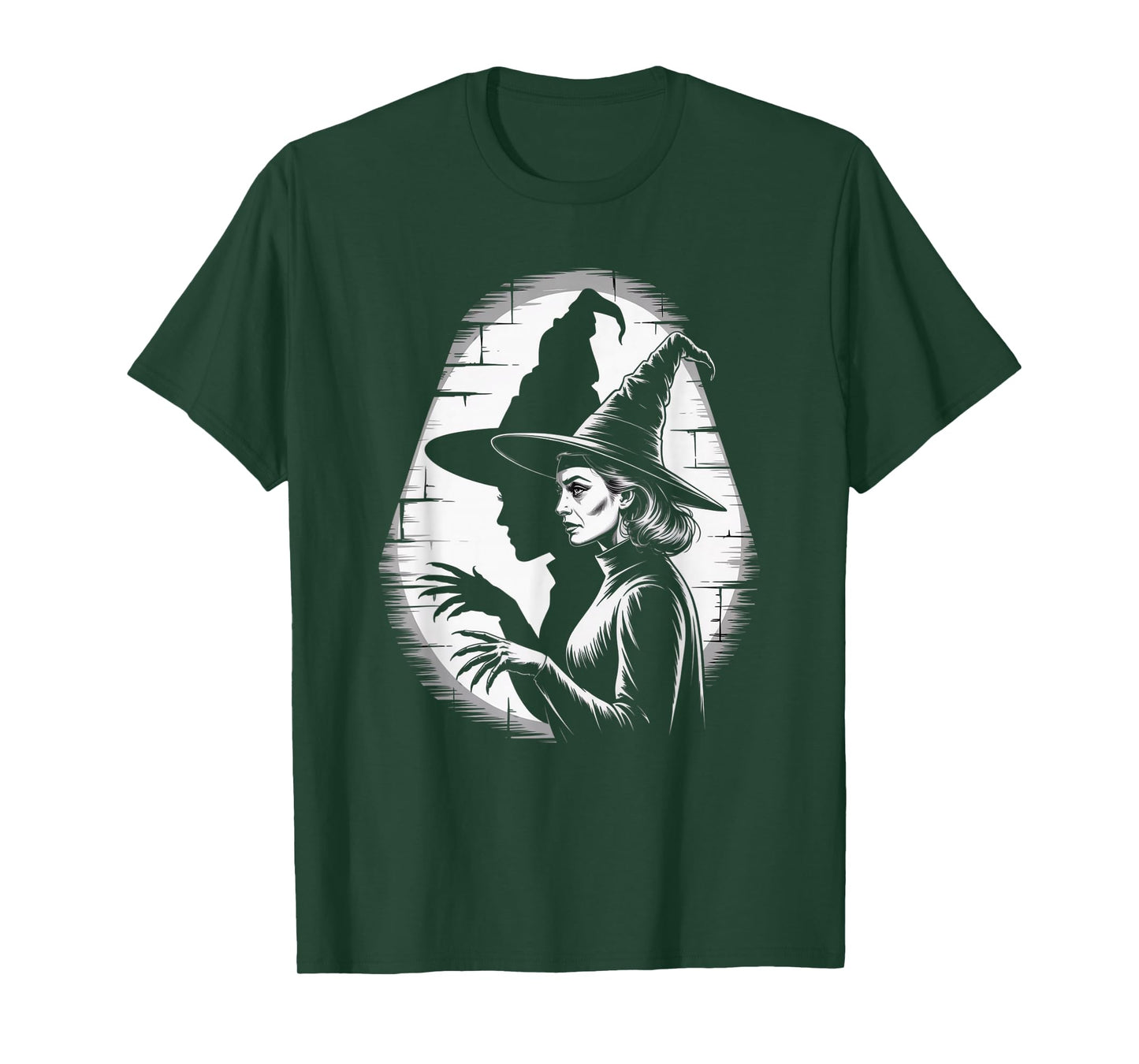 Vintage Witch Profiles with Shadow Horror Art T-Shirt