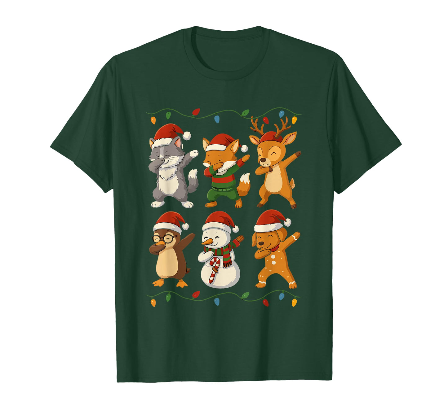 Dabbing Santa Cat Friends Christmas Boys Girls Men Xmas Dog T-Shirt