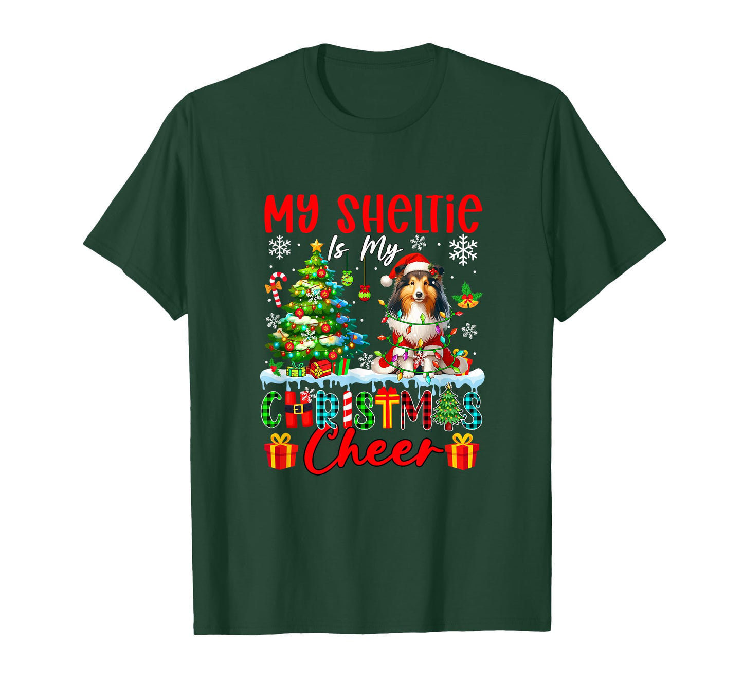 My Sheltie is My Xmas Cheer Funny Santa Dog Owner Kids T-Shirt