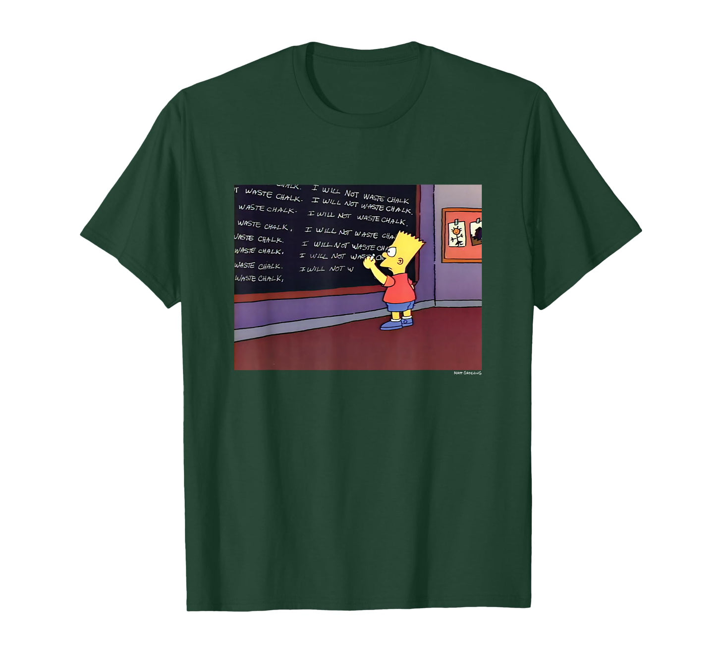 The Simpsons Iconic Scene Bart I Will Not Waste Chalk Logo T-Shirt