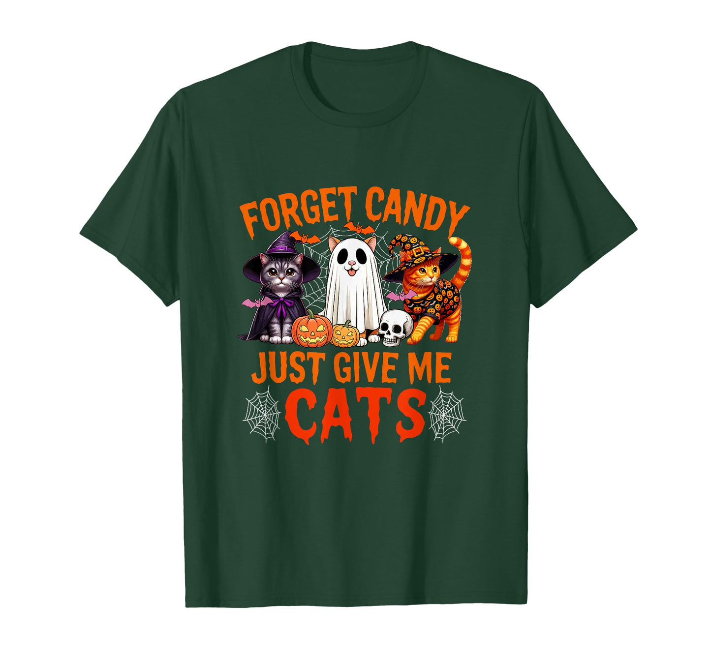 Forget Candy Just Give Me Cats Halloween Cosplay Witch Boo T-Shirt