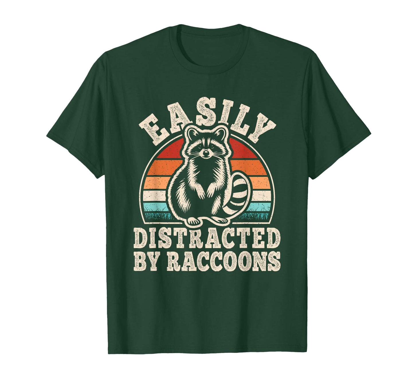 Easily Distracted By Raccoons Retro Raccoon Men Women Kids T-Shirt