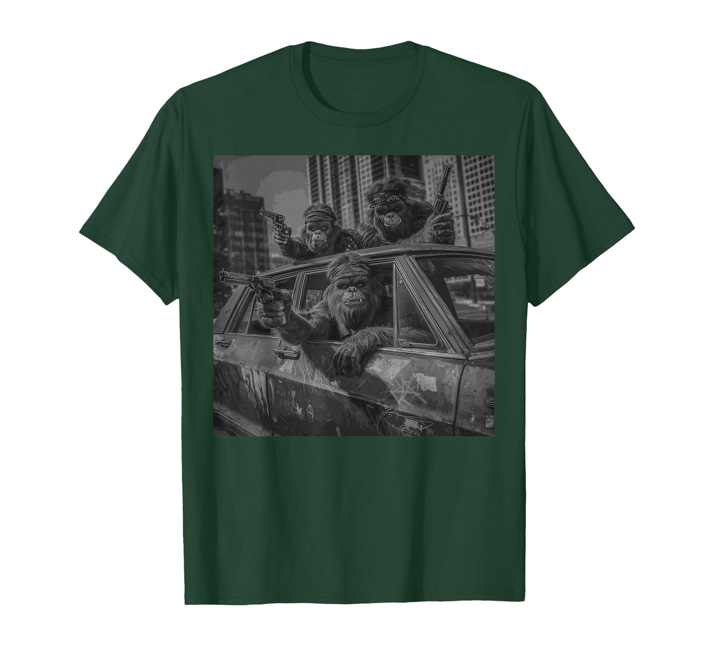 Funny Graphic Bigfoot Sasquatch Gangster Adult Funny T-Shirt