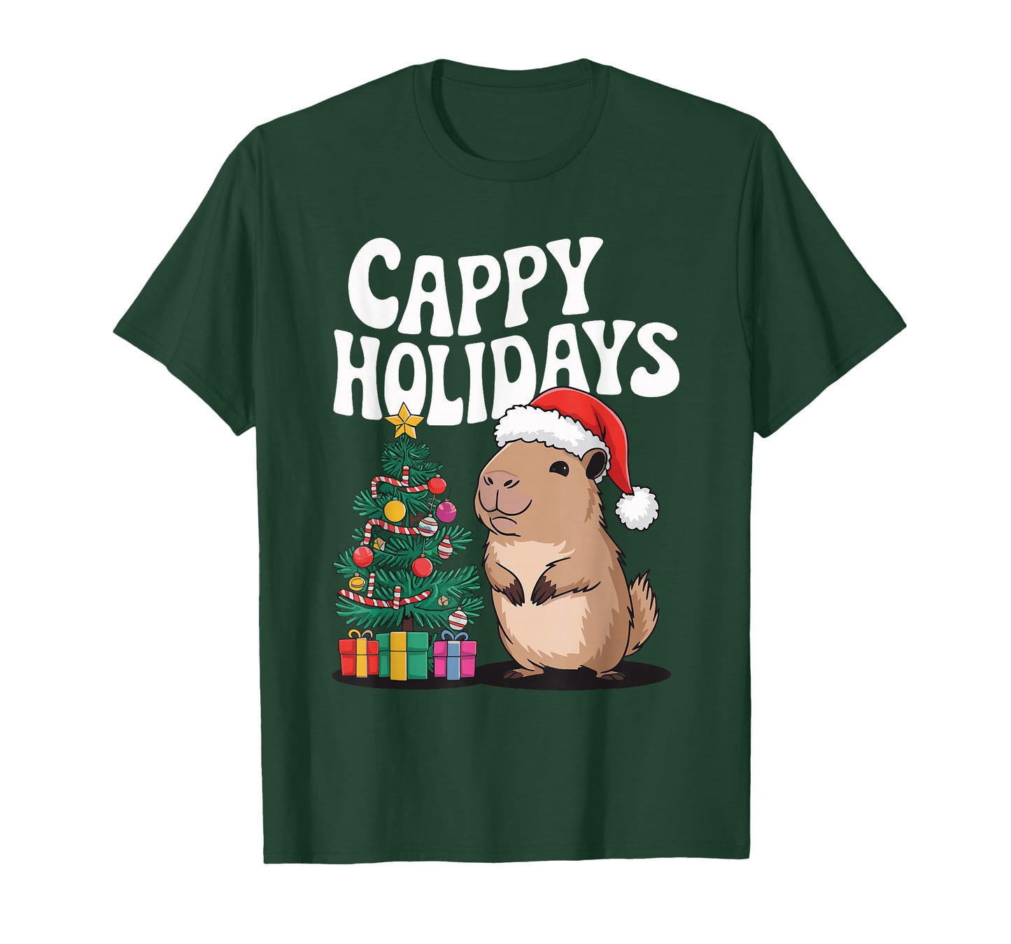 Cappy Holidays Capybara Christmas T-Shirt