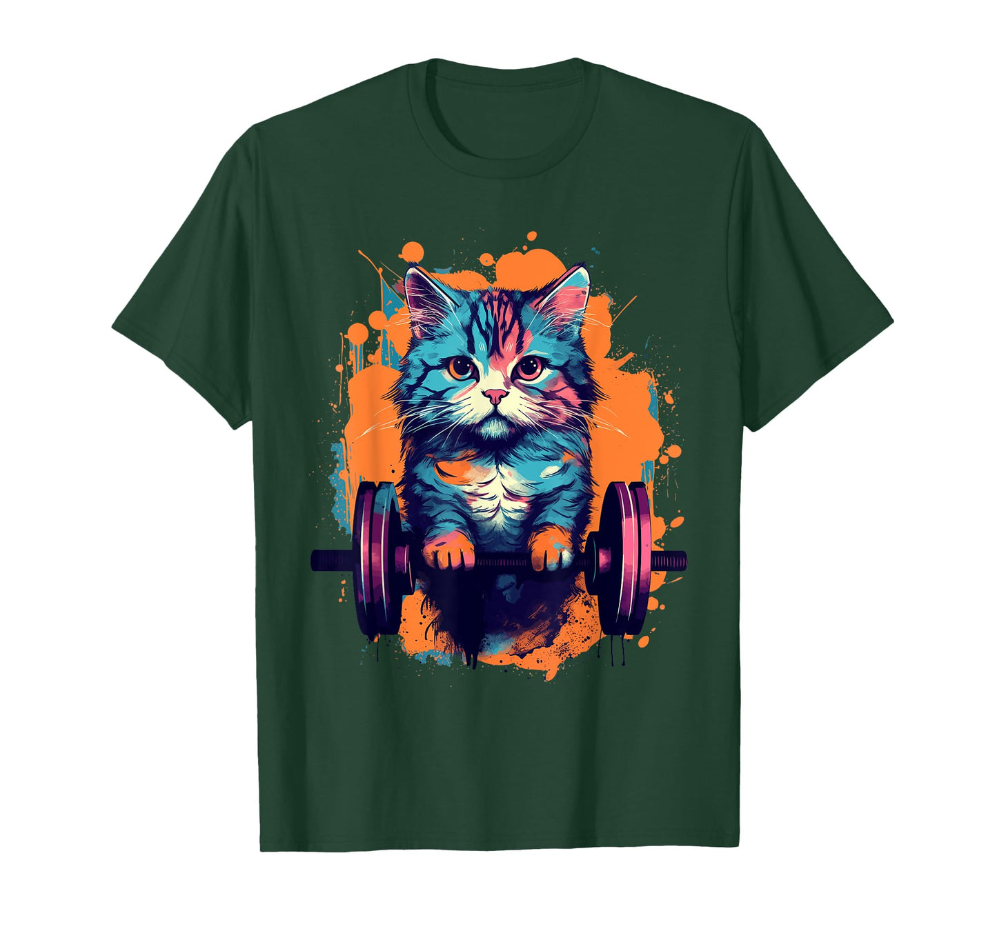 Gym, Workout or Fitness Gift Funny Cat in a Gym T-Shirt for Men Women