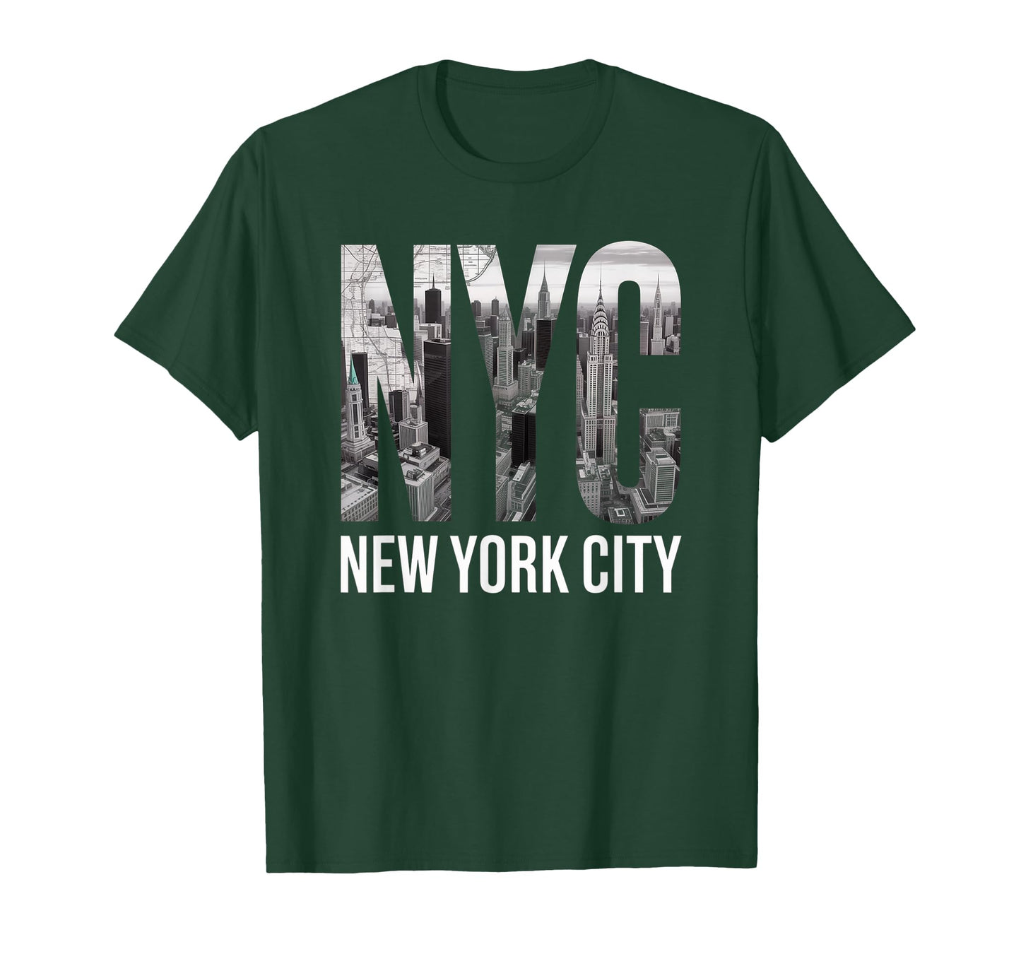 New York City Skyline Black and White Modern Typography T-Shirt