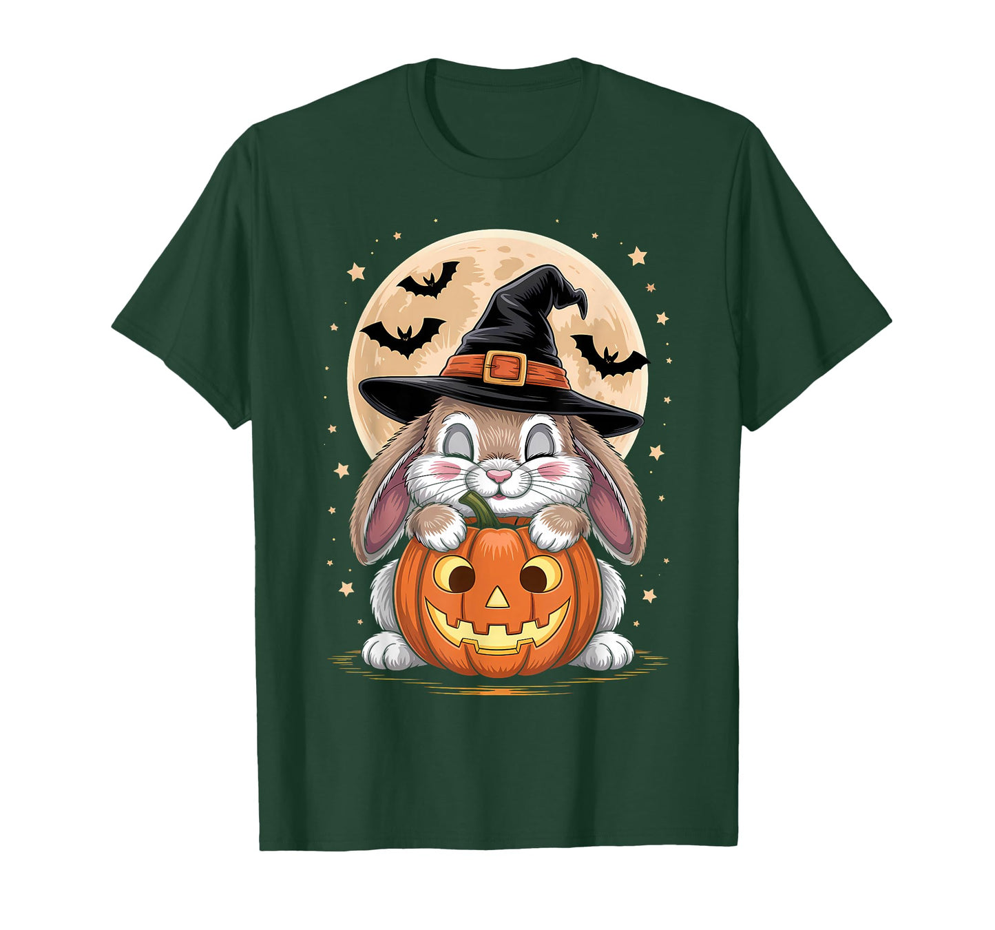 Halloween Bunny Witch Hat Pumpkin Spooky T-Shirt