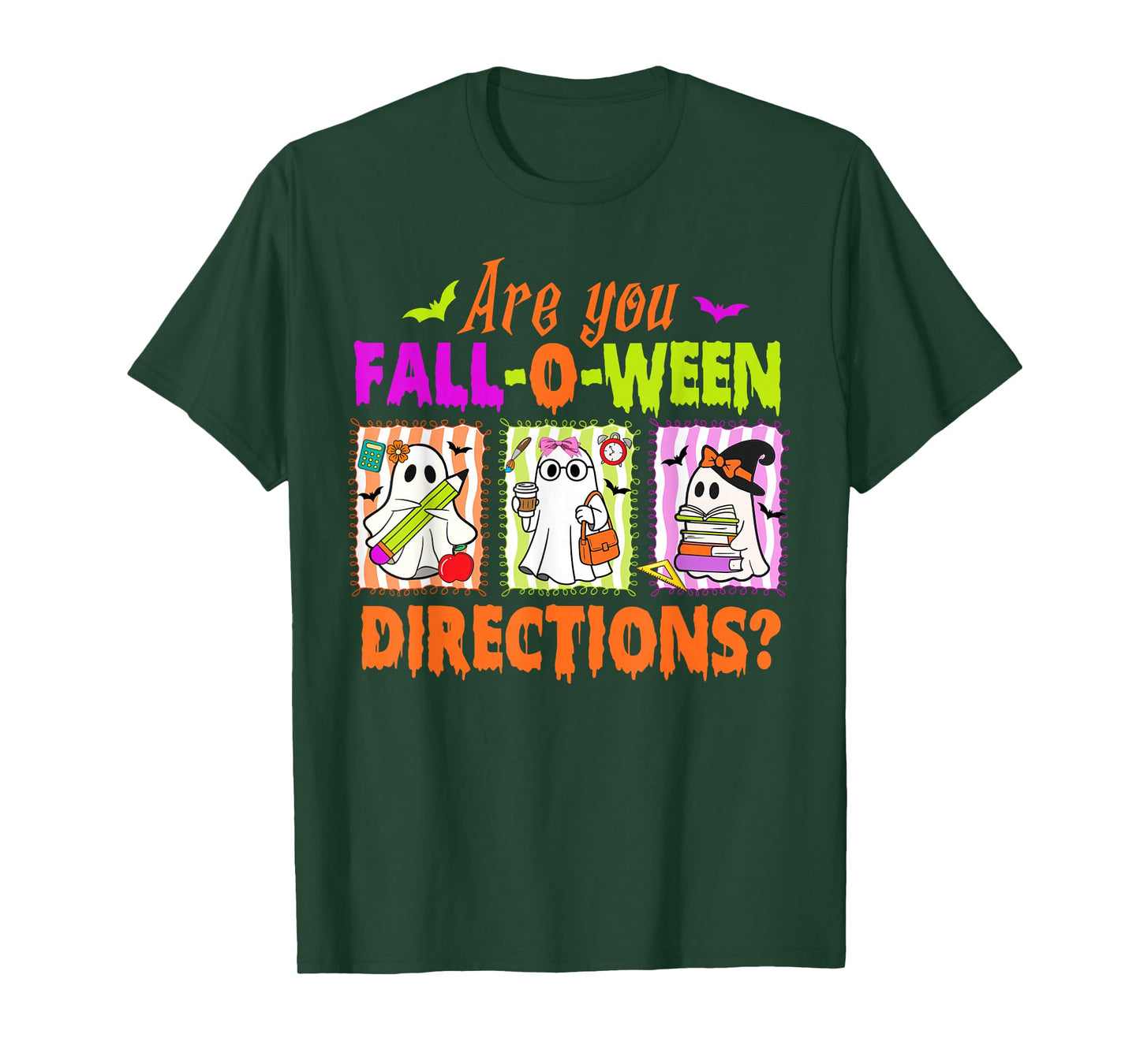 Teacher Halloween Spooky Boo are You Fall-o-ween Directions T-Shirt