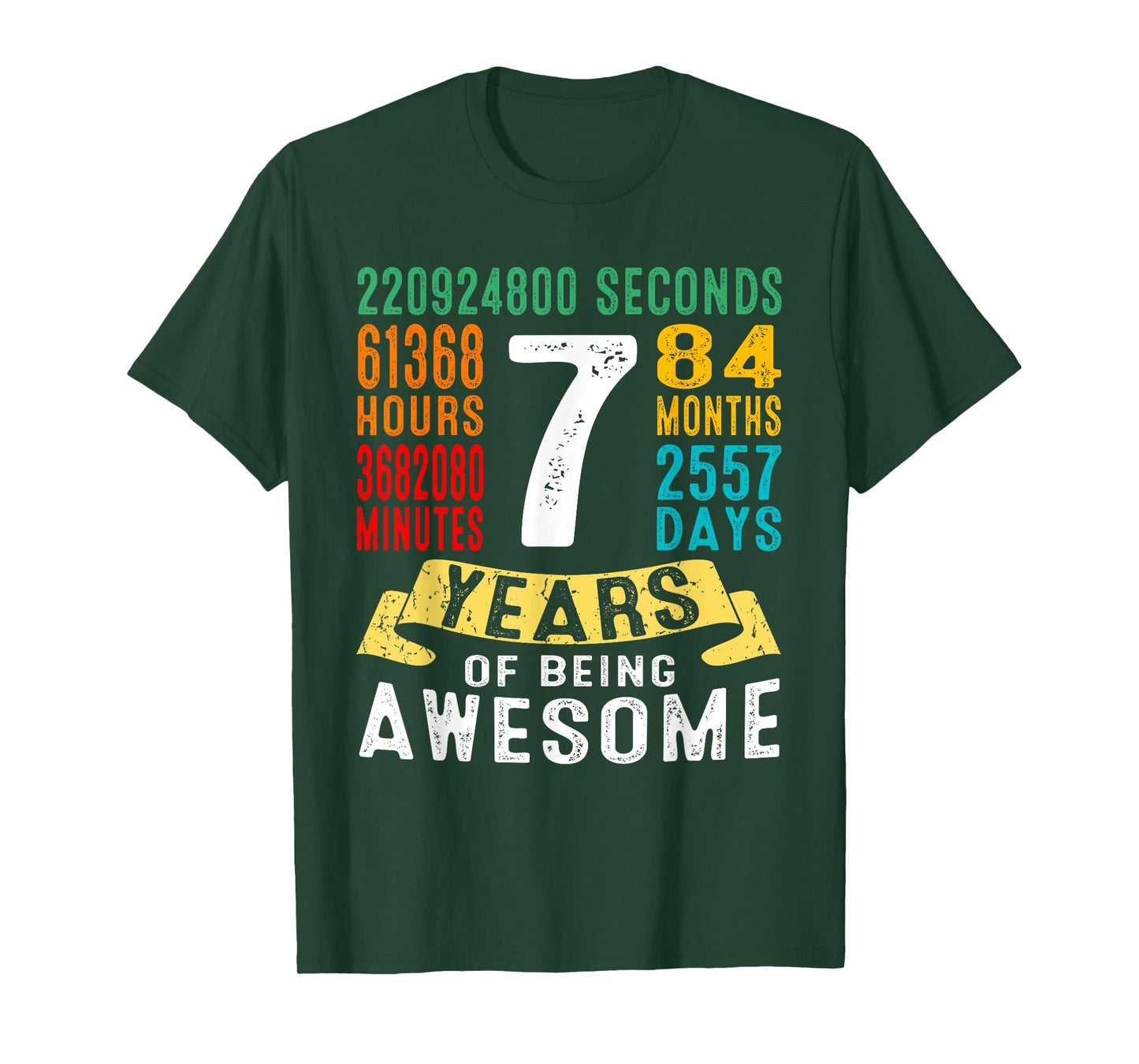 7 Years Old 7th Birthday Gifts Retro Vintage 84 Months T-Shirt