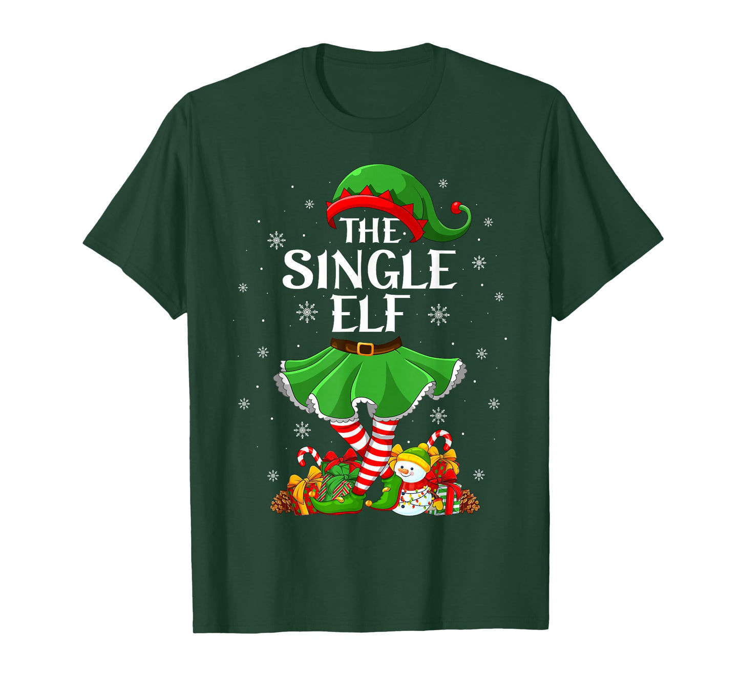 Single Elf Christmas Family Elf Squad Xmas Girls Women T-Shirt