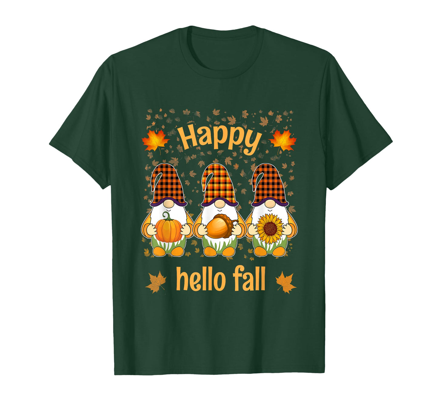 Funny Tree Gnomes Witch Holding Pumpkin Halloween Hello Fall T-Shirt