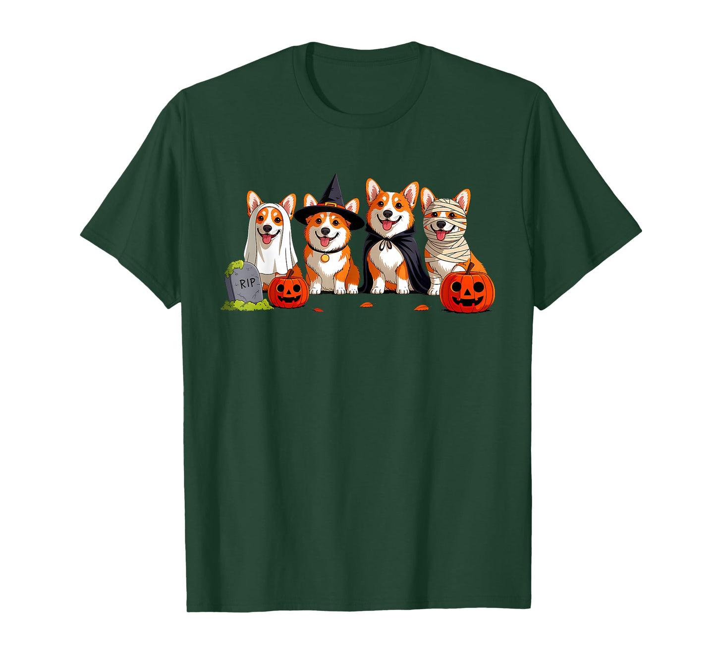 Cute Corgi Dog Lover Funny Ghost Halloween Men Women Kids T-Shirt