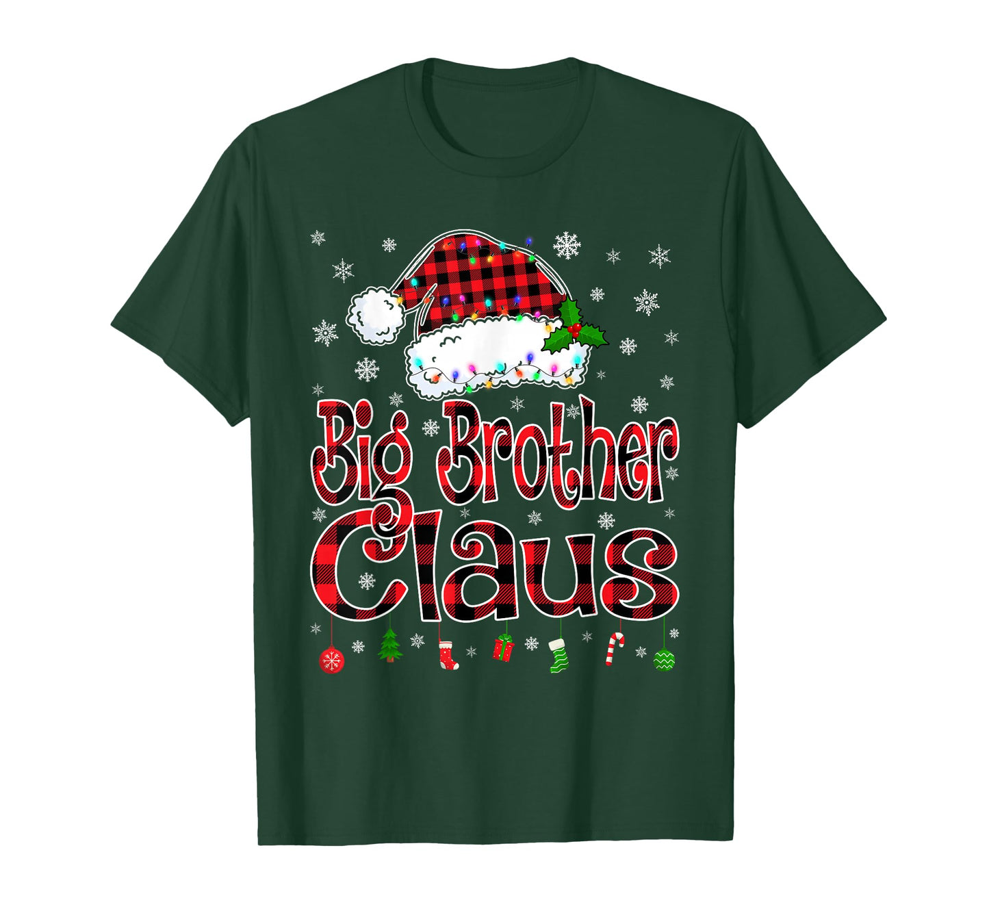 Big Brother Claus Christmas Lights Xmas Pajama Family Tees T-Shirt