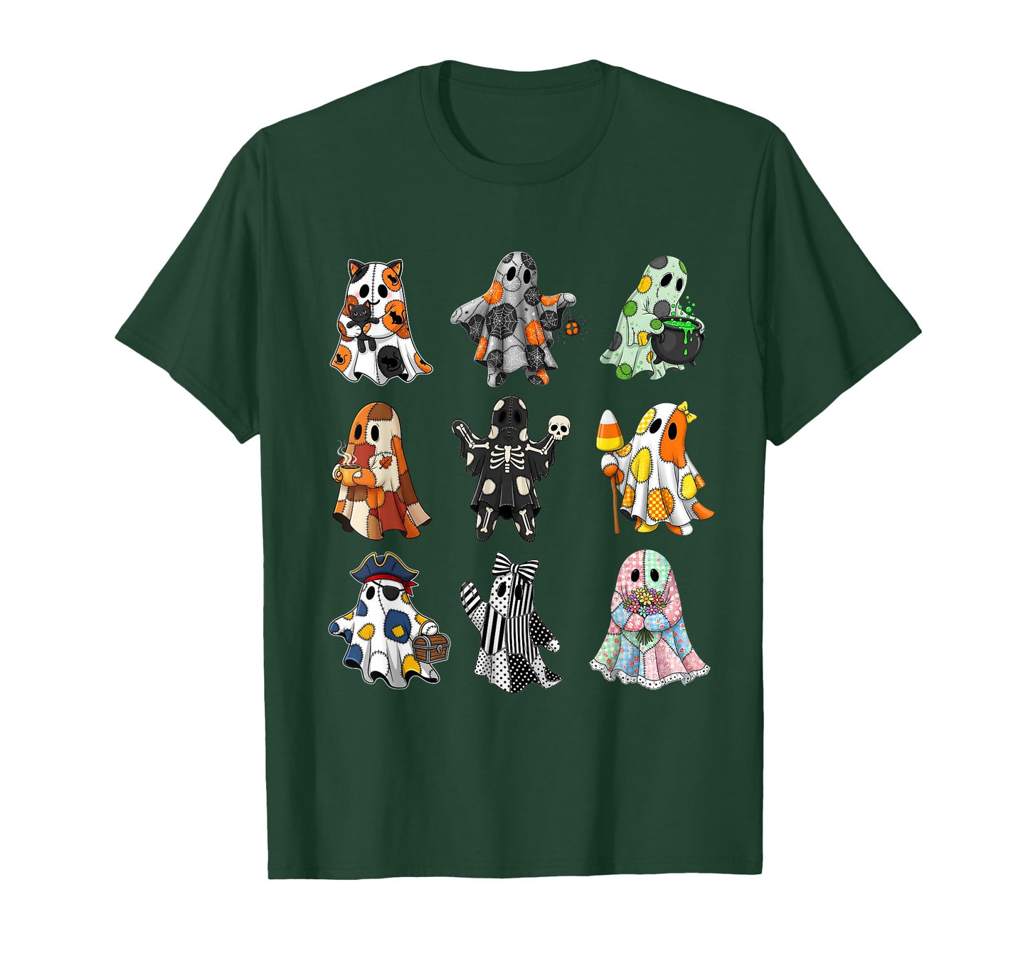 Cute Halloween Ghosts Quilt Season Spooky Goblincore Squad T-Shirt