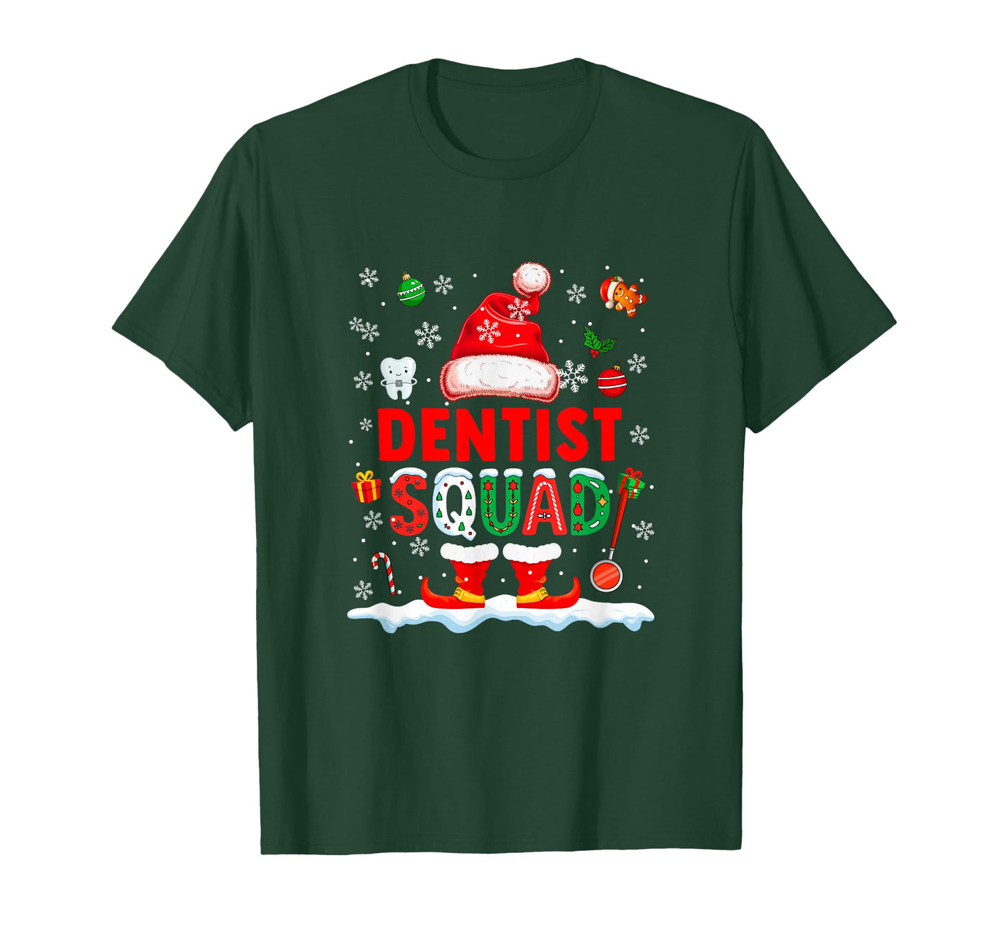 Dentist Squad Men Job Christmas Santa Costume Bow Tie T-Shirt
