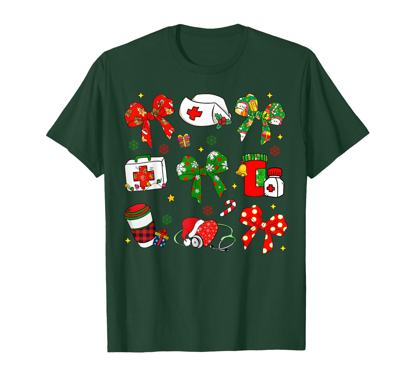 Retro Nurse Coquette Xmas Bow Girl Nursing Christmas Holiday T-Shirt