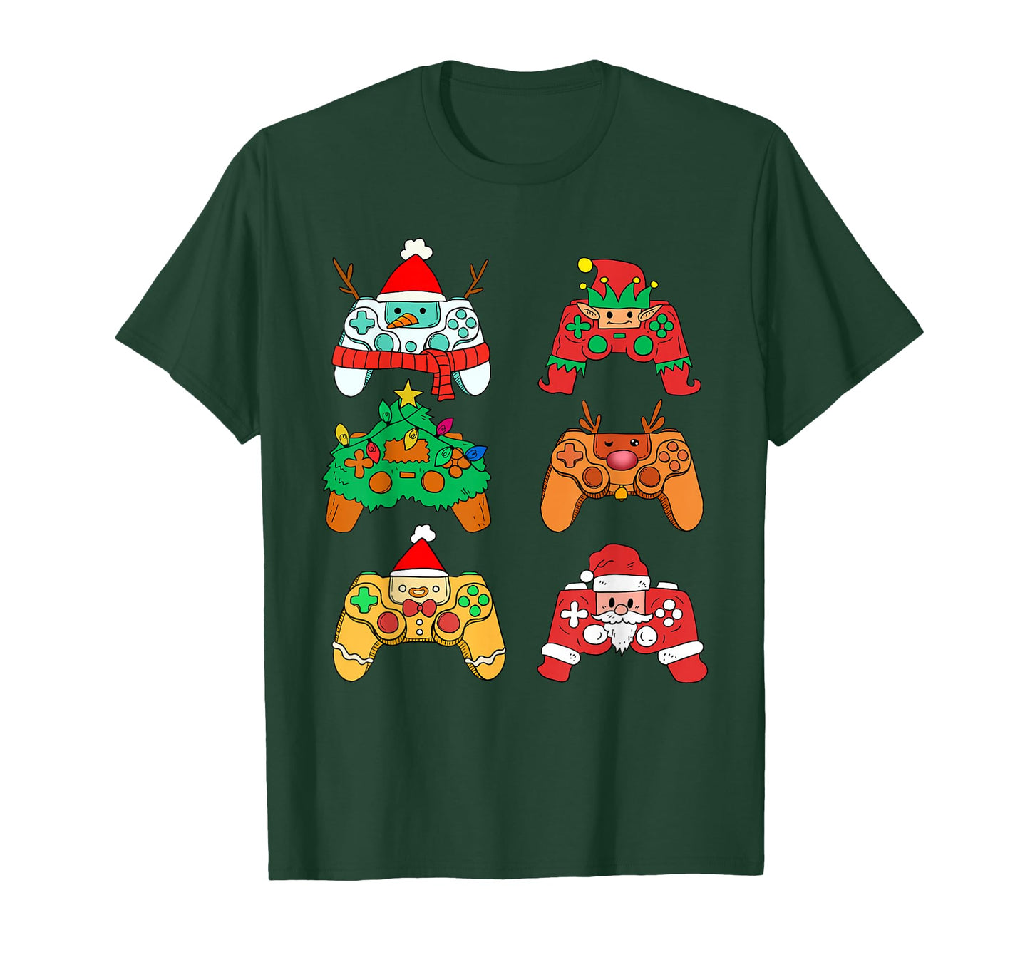 Christmas Santa Elf Gaming Controllers Gamer Xmas Boys Kids T-Shirt