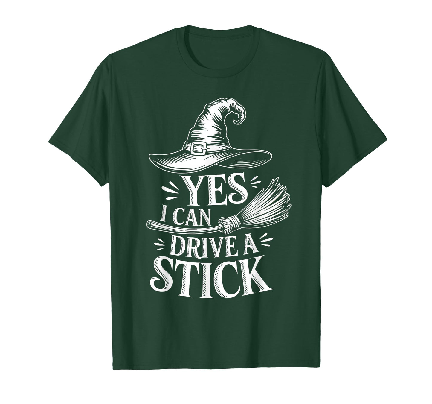 Yes I Can Drive a Stick Funny Witch Halloween Broom Costume T-Shirt