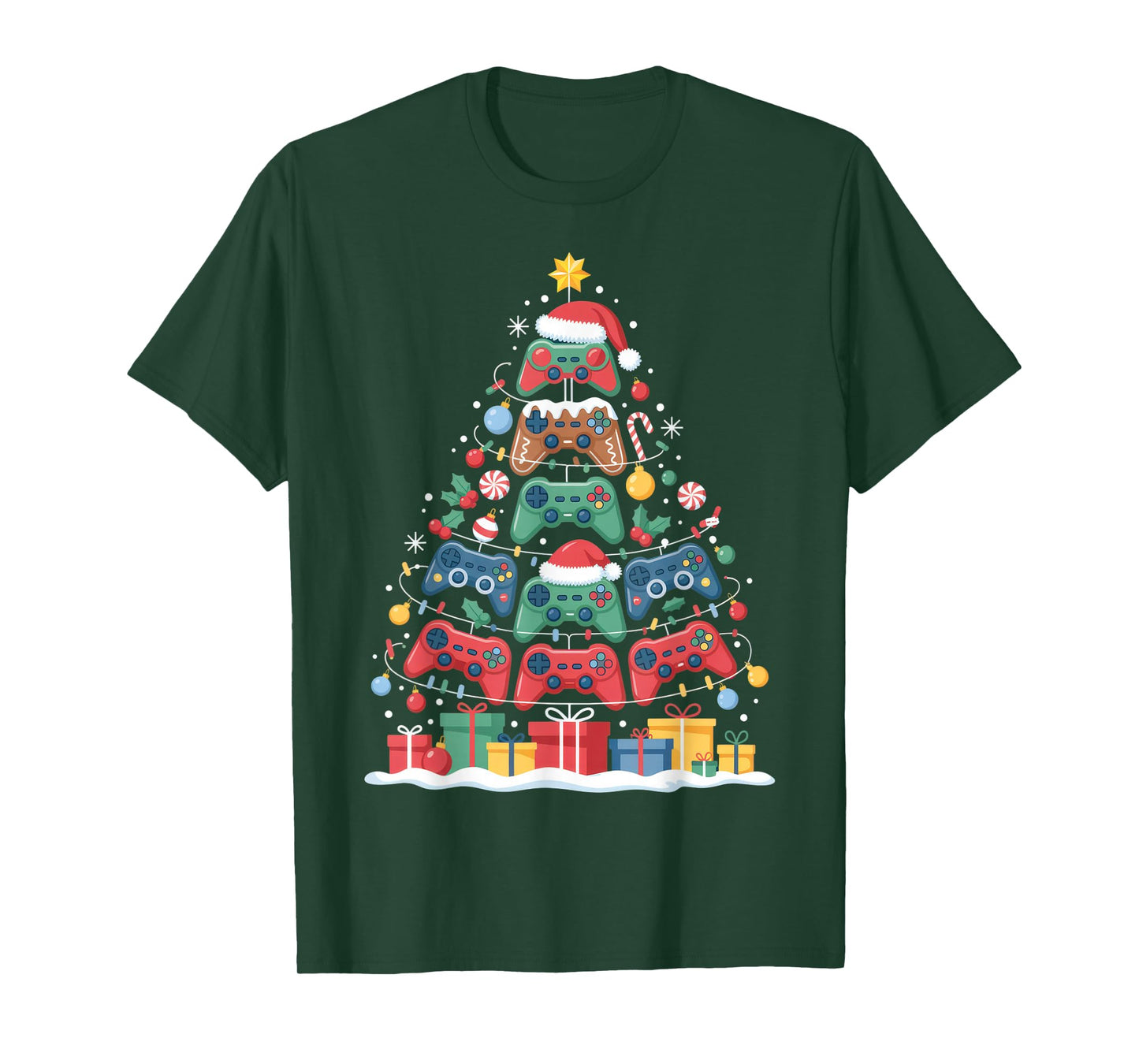 Christmas Gamer Controllers Tree Design for Holiday T-Shirt