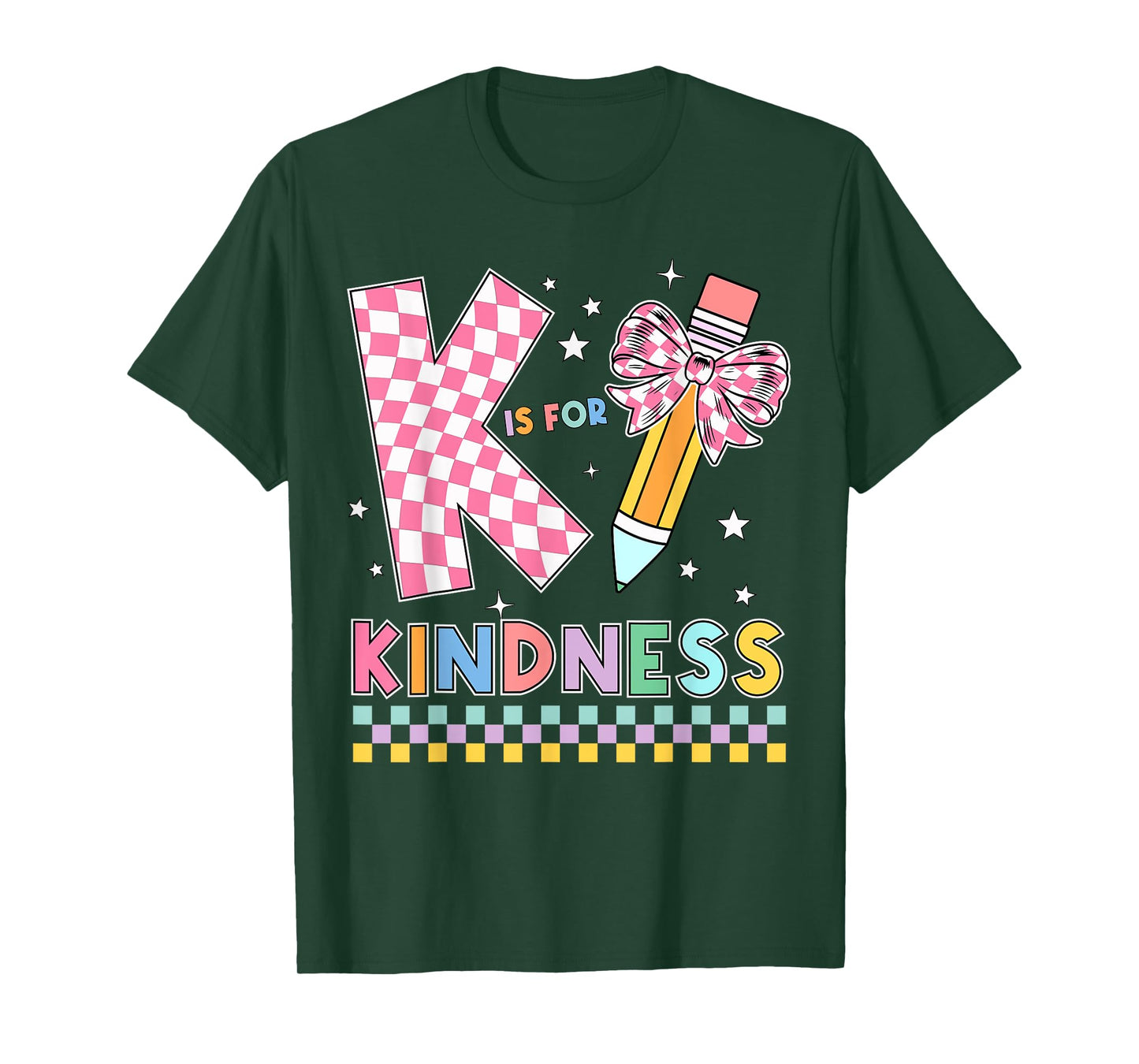 K Is For Kindness Cute Pencil Bow Teacher Be Kind T-Shirt