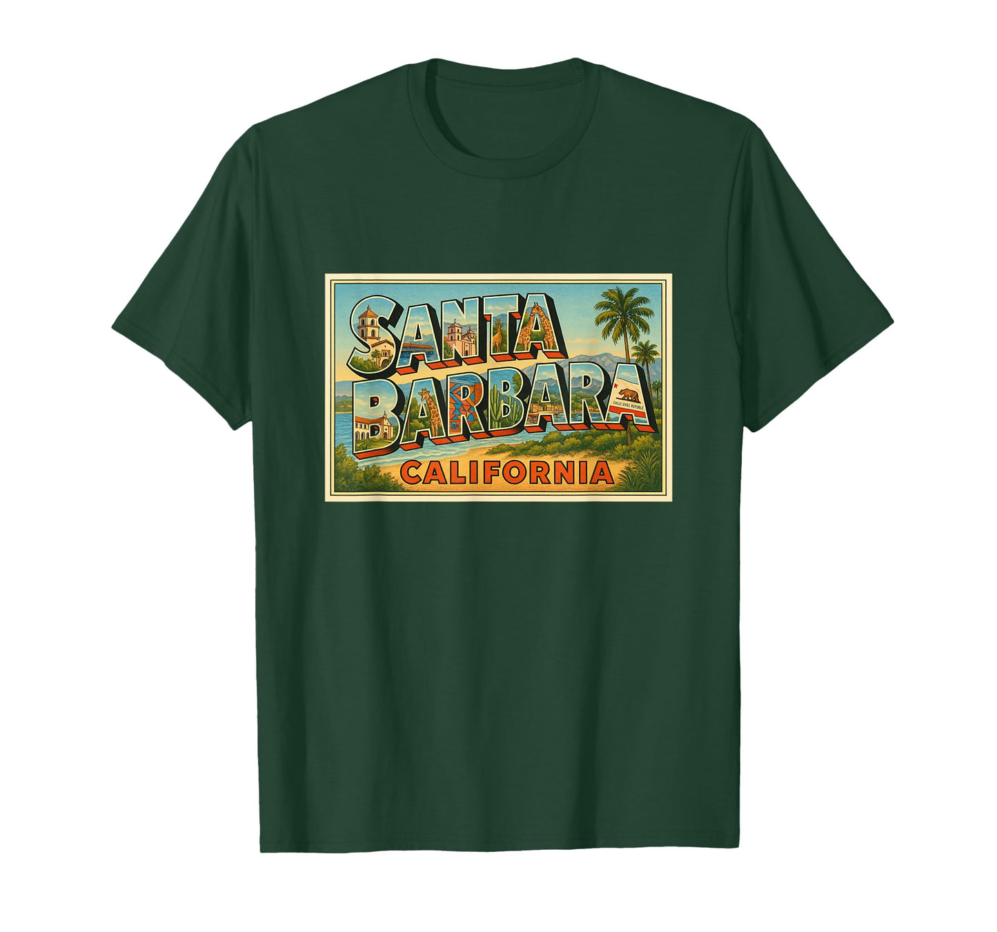 Santa Barbara Claifornia Vintage Souvenir Poster Art Graphic T-Shirt