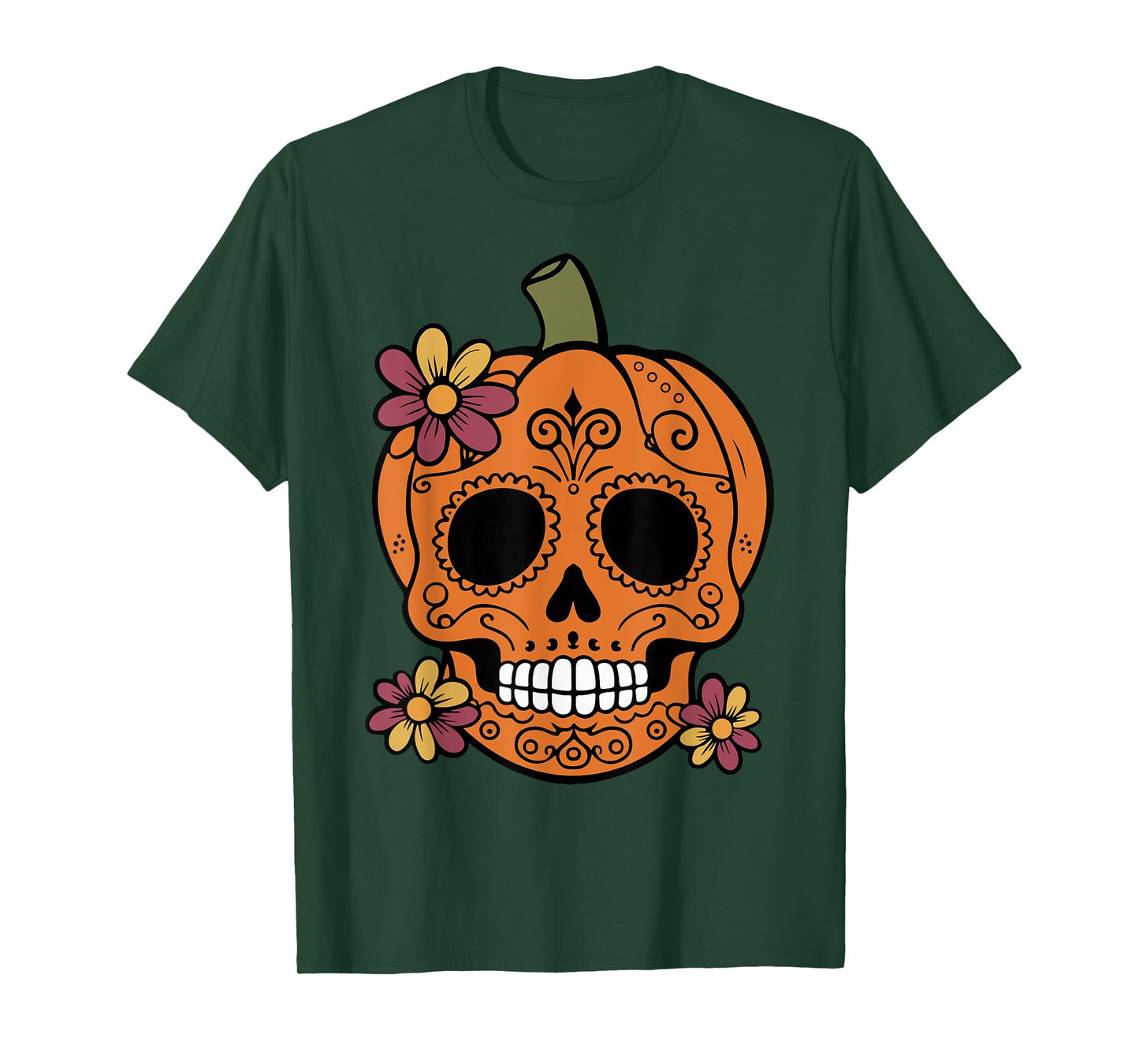 Sugar Skull Pumpkin Mexican Halloween Dia de Los Muertos T-Shirt