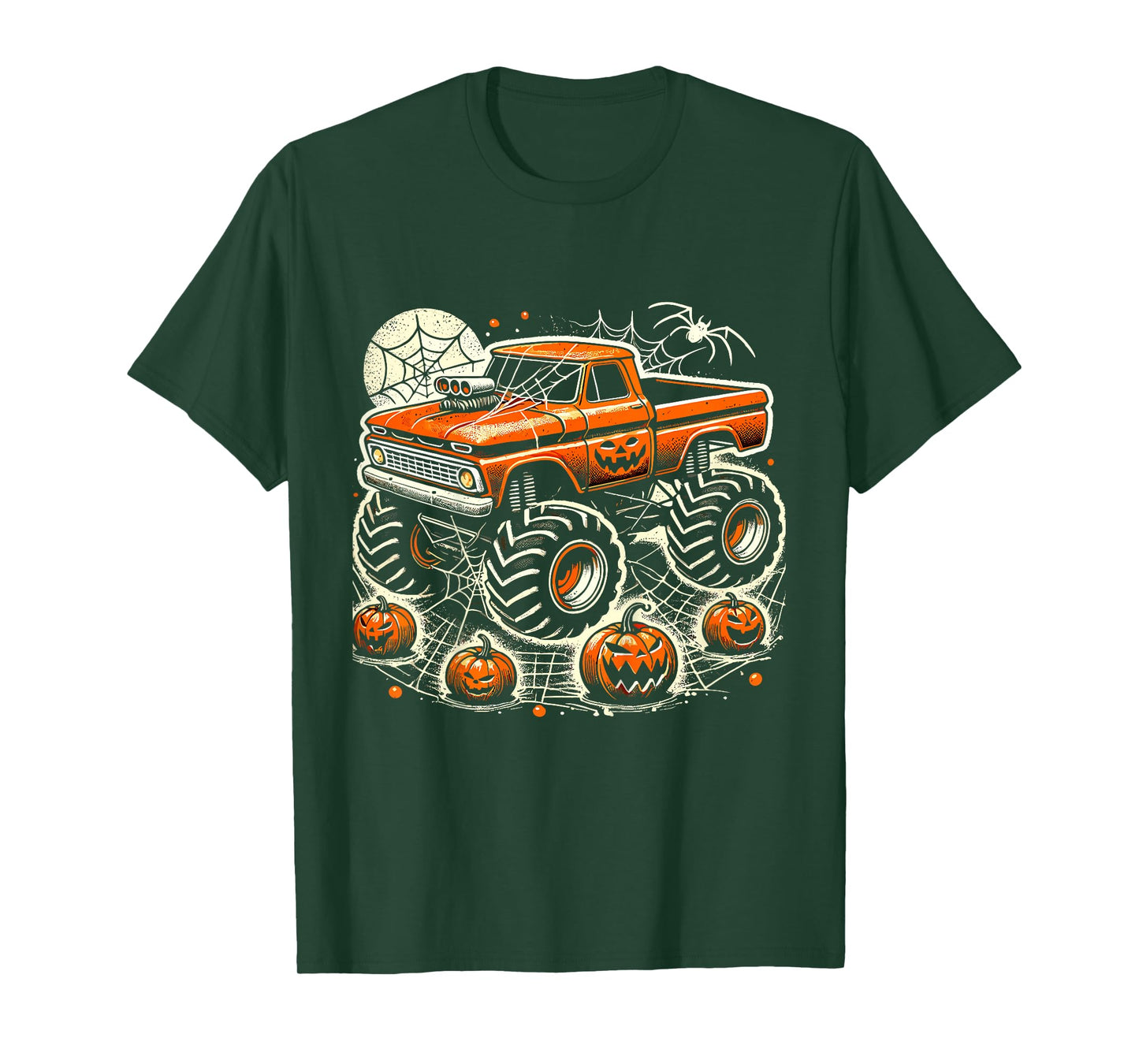 Kids Monster Truck Toddler Halloween Shirts for Kids Spider Web T-Shirt