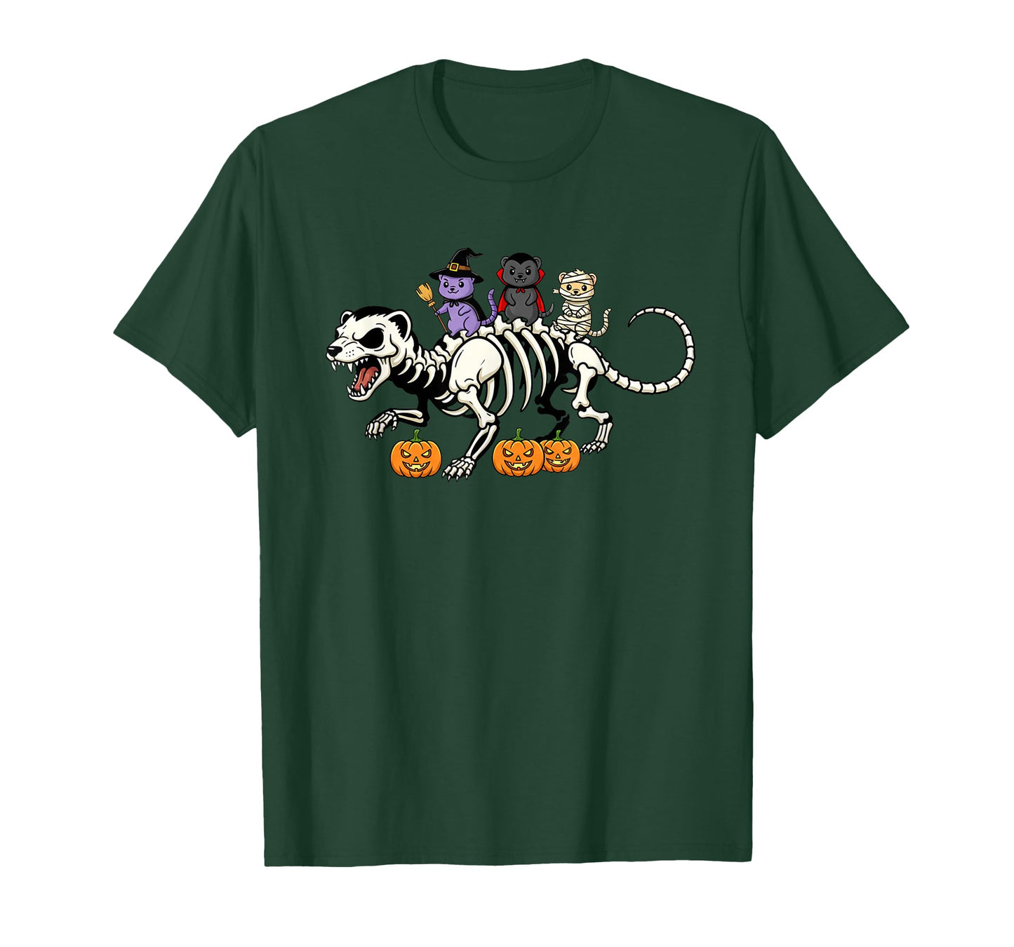 Funny Ferret Skeleton Mummy Witch Halloween Kids Mens Womens T-Shirt