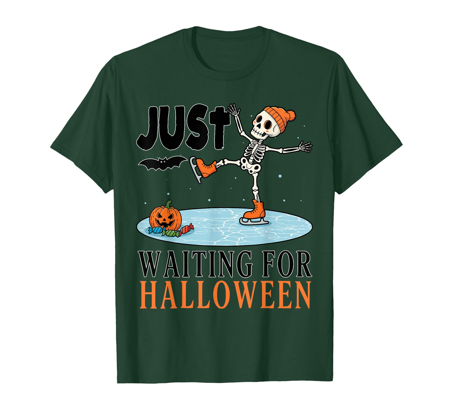 Just Waiting for Halloween Winterween Christmas Winter T-Shirt