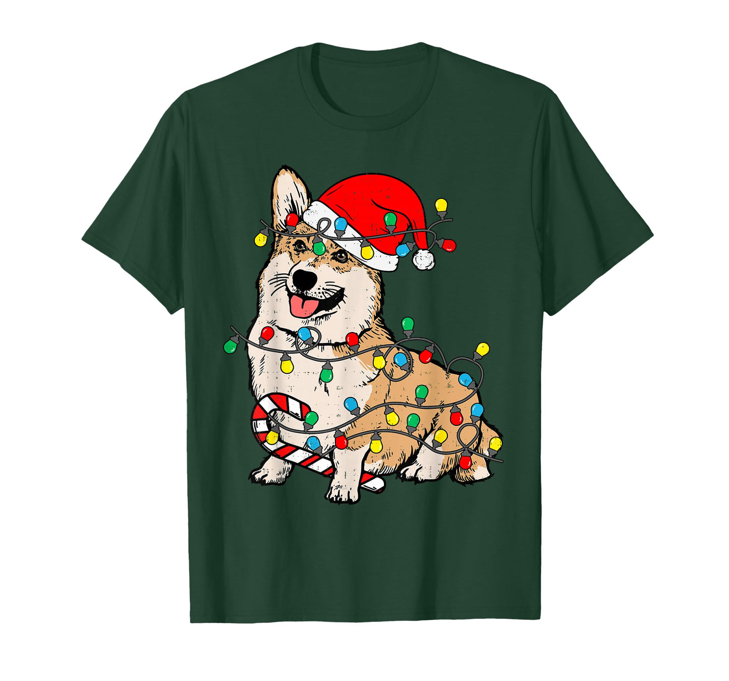 Corgi Dog Christmas Lights Pajama Santa Xmas Pet Dog Lover T-Shirt