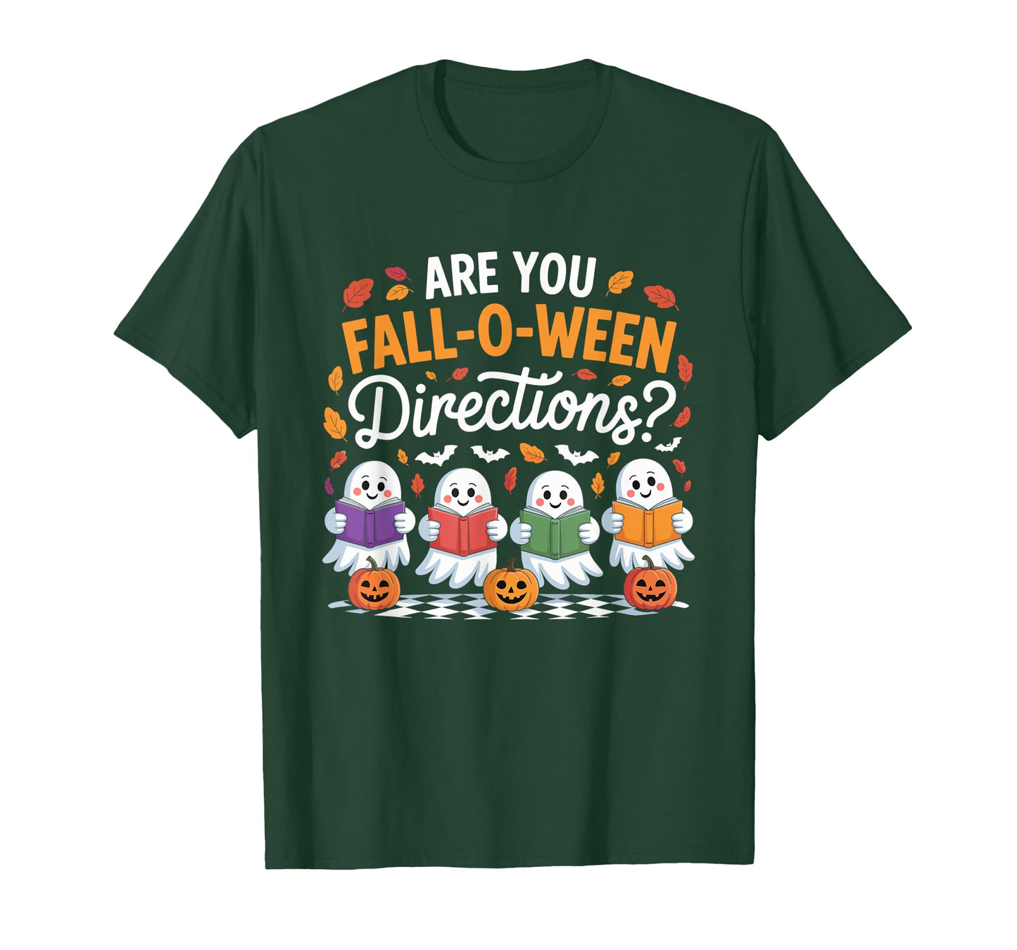Fall-O-Ween Directions Funny Halloween Teacher Ghost Joke T-Shirt
