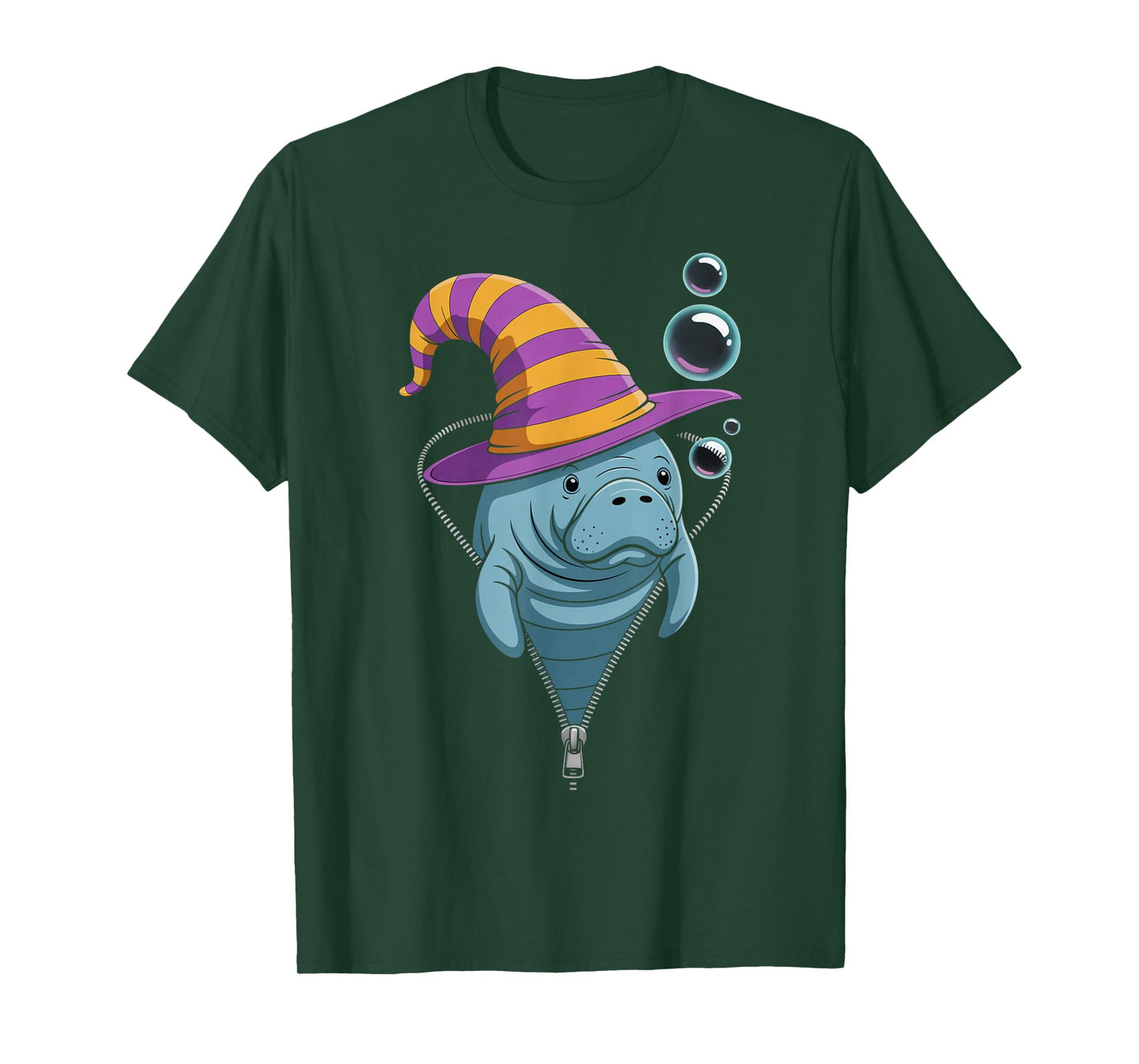 Funny Manatee Peeking Out Zipper Halloween Costume T-Shirt