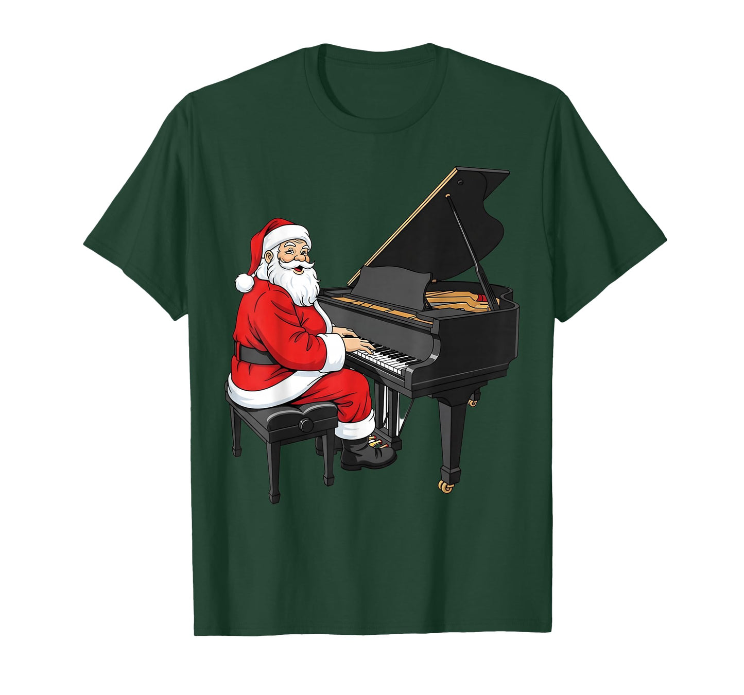 Santa Playing Piano Graphic Musician Christmas Xmas Boys Men T-Shirt