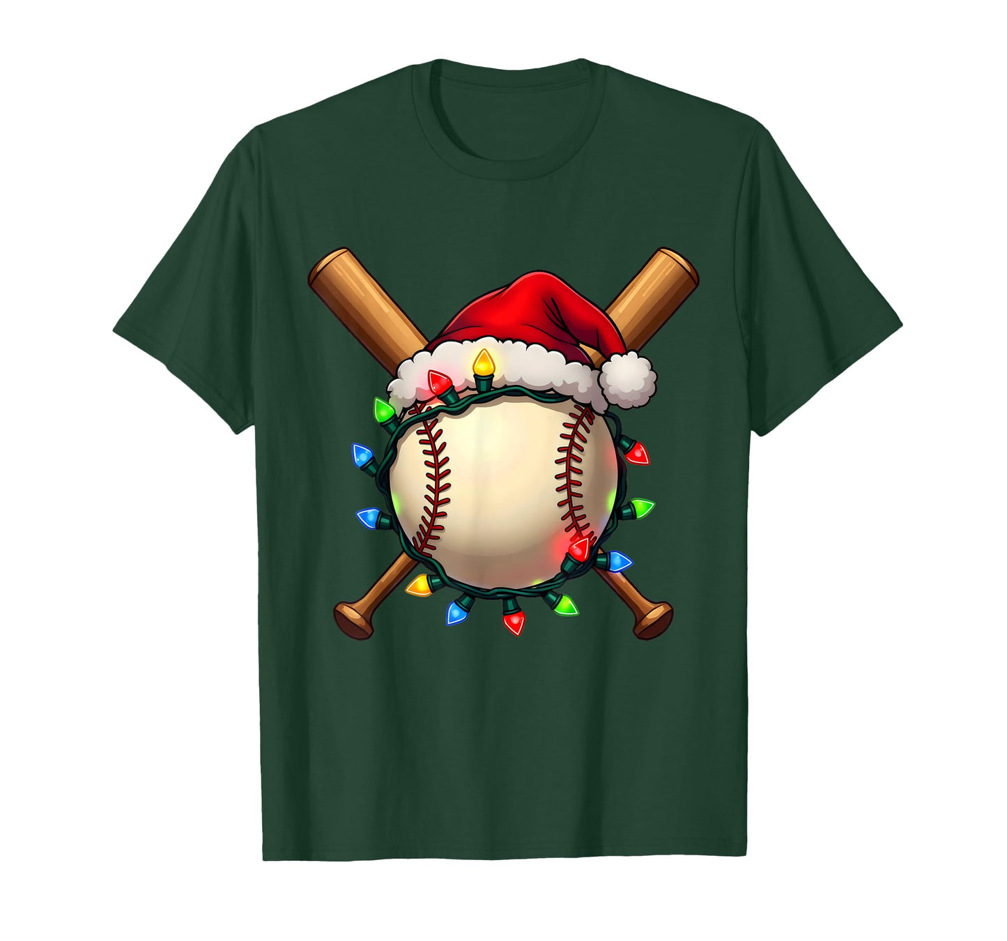 Santa Sports For Men Boys Christmas Day Baseball Player Cool T-Shirt